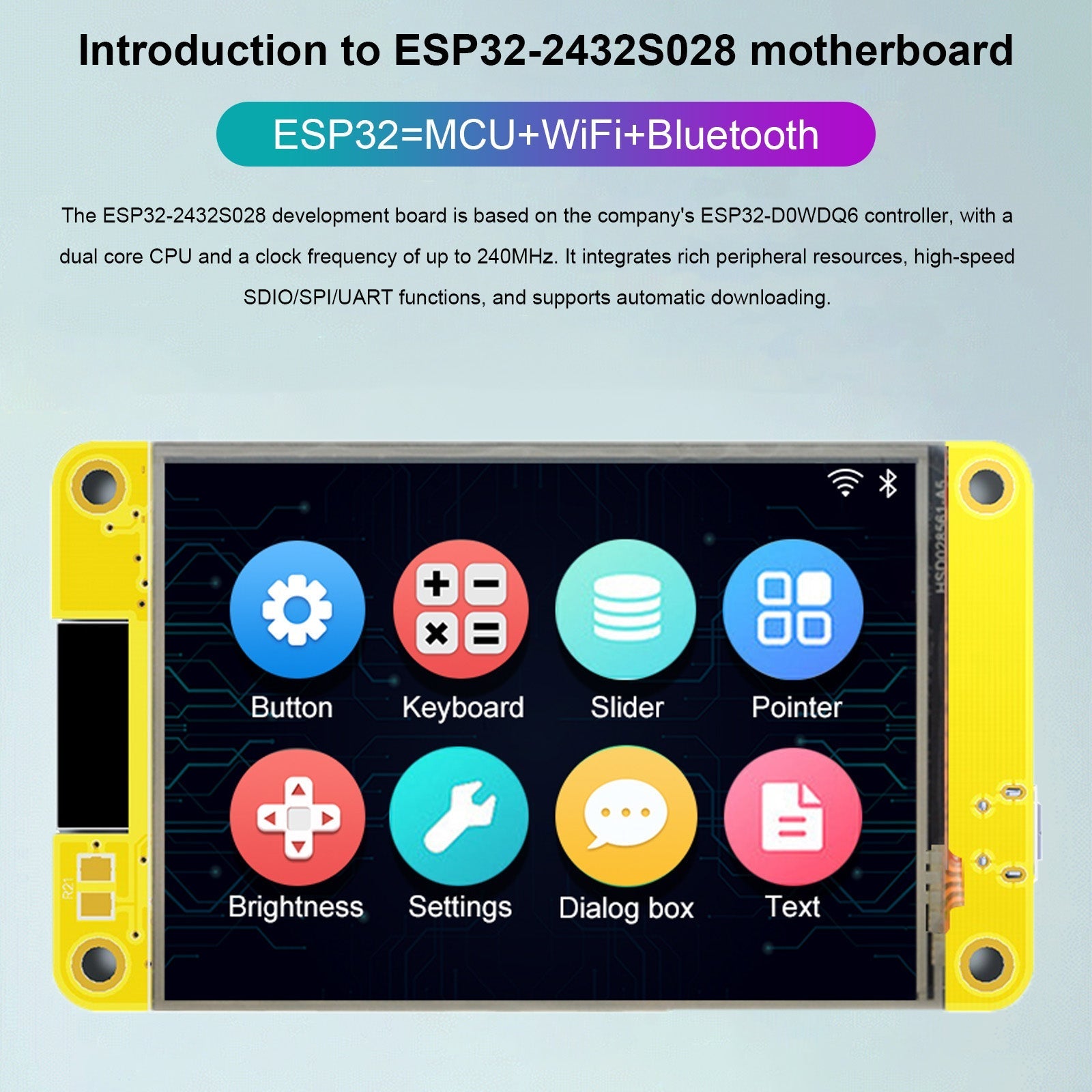 ESP32 Ontwikkelingsbord WiFi Bluetooth 2.8 "240*320 Display Touchscreen LVGL