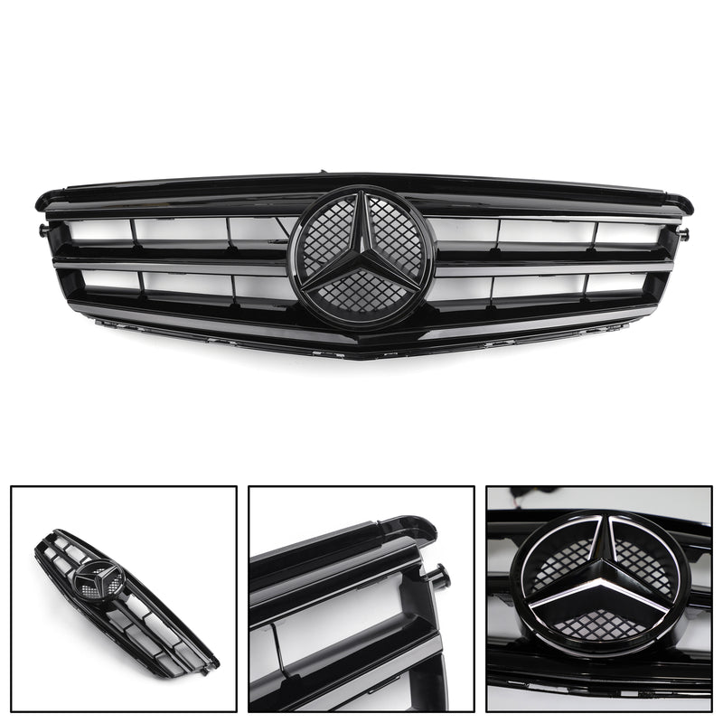 2008-2014 Benz C Class W204 W/LED Emblem C300/C350 Black Front Bumper Grille Generic