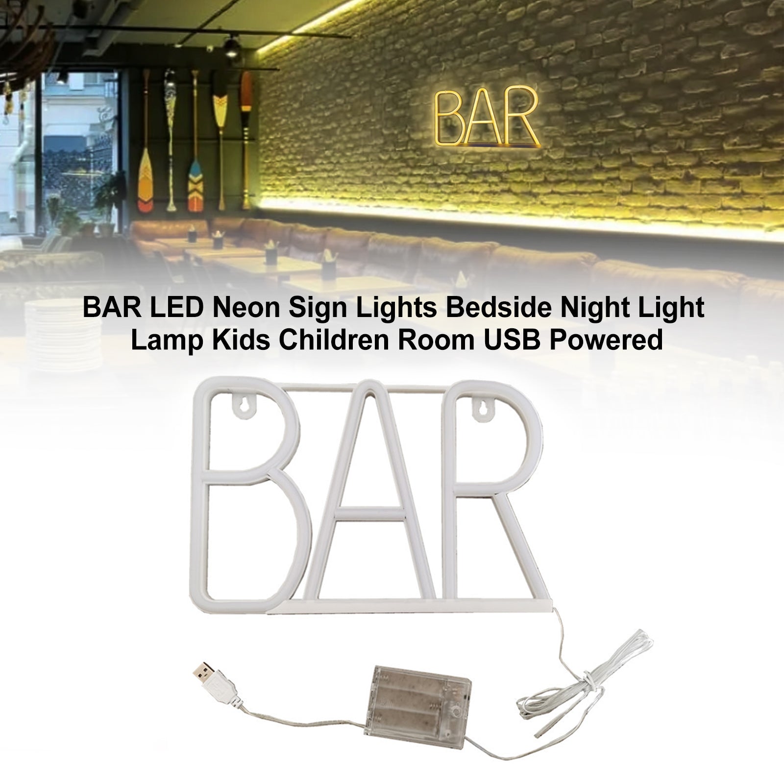 BAR LED Neon Sign Lights Nachtkastje Nachtlampje Lamp Kinderkamer USB-aangedreven