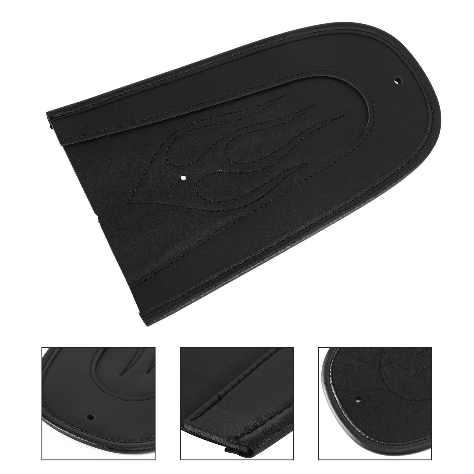 Areyourshop Black PU Leather Flame Stitch Solo Seat Rear Fender Bib For Sportster 1200 883