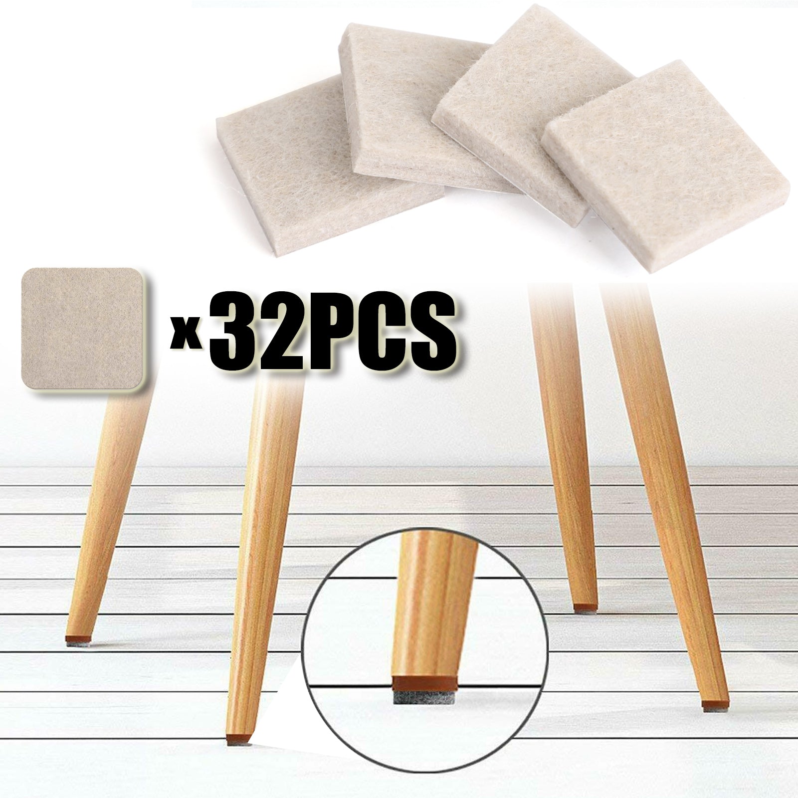 Furniture Felt Pads Square/Round Floor Protector Chair/Table Leg Sticky Back Generic