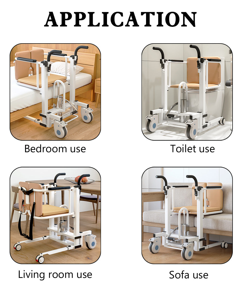 Patient Chair Hydraulic Transferred Lift Wheelchair w/180°Split Seat And Table