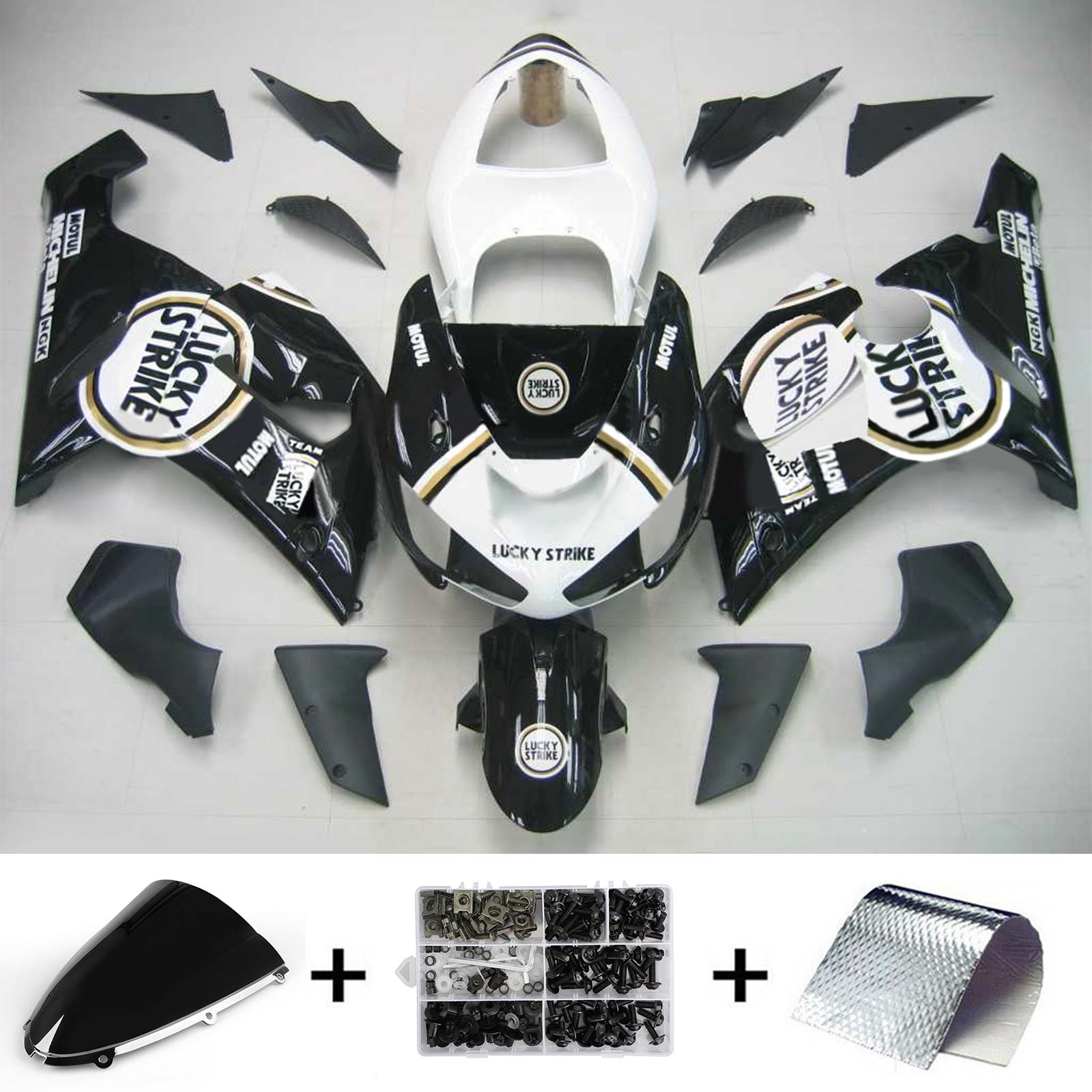 2005-2006 Kawasaki ZX6R 636 Amotopart Kit de carénage d'injection carrosserie plastique ABS #135
