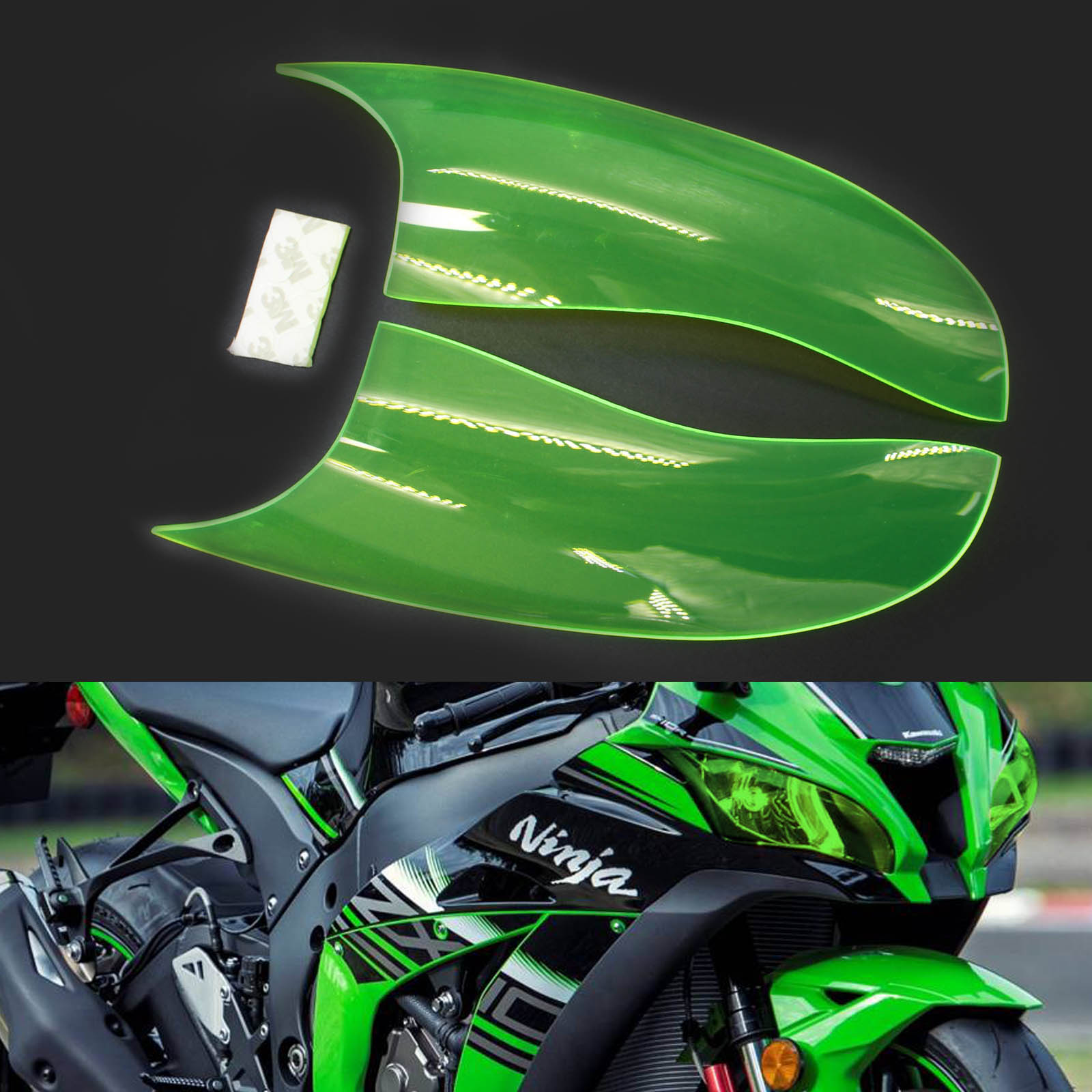 Koplamp Lens Bescherming Cover Fit Voor Kawasaki Zx-10R Zx 10R 16-18 Rook Generiek