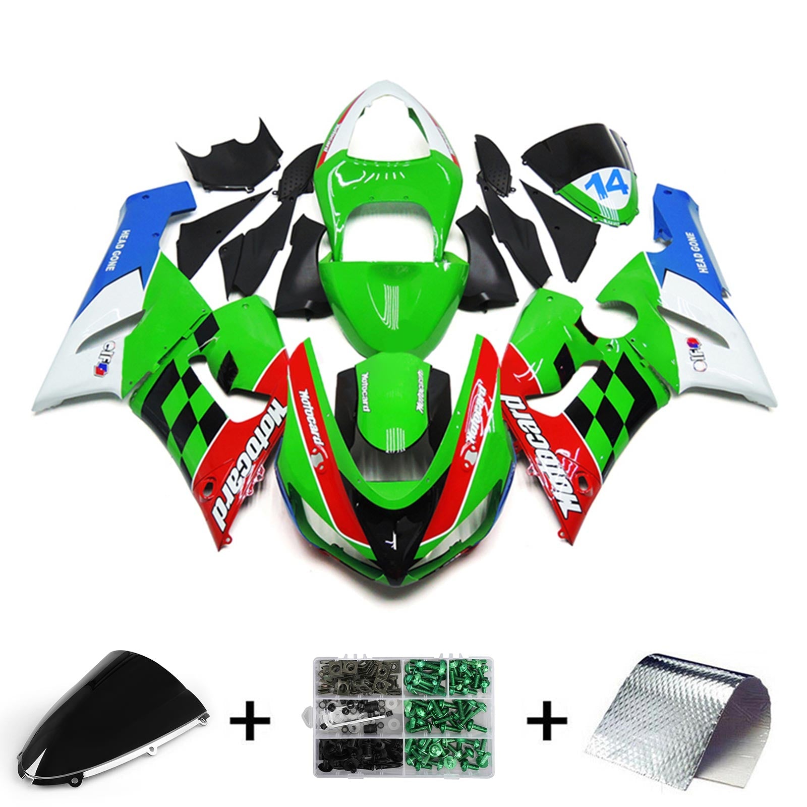 2005-2006 Kawasaki ZX6R 636 Kit de carenado Carrocería Plástico ABS