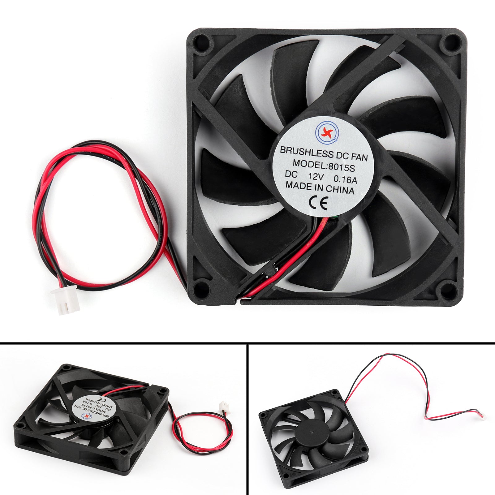 Ventilateur de refroidissement sans balais pour ordinateur PC, 12V, 0,16 a DC, 8015s, 80x80x15mm, fil à 2 broches, 1/4/10 pièces