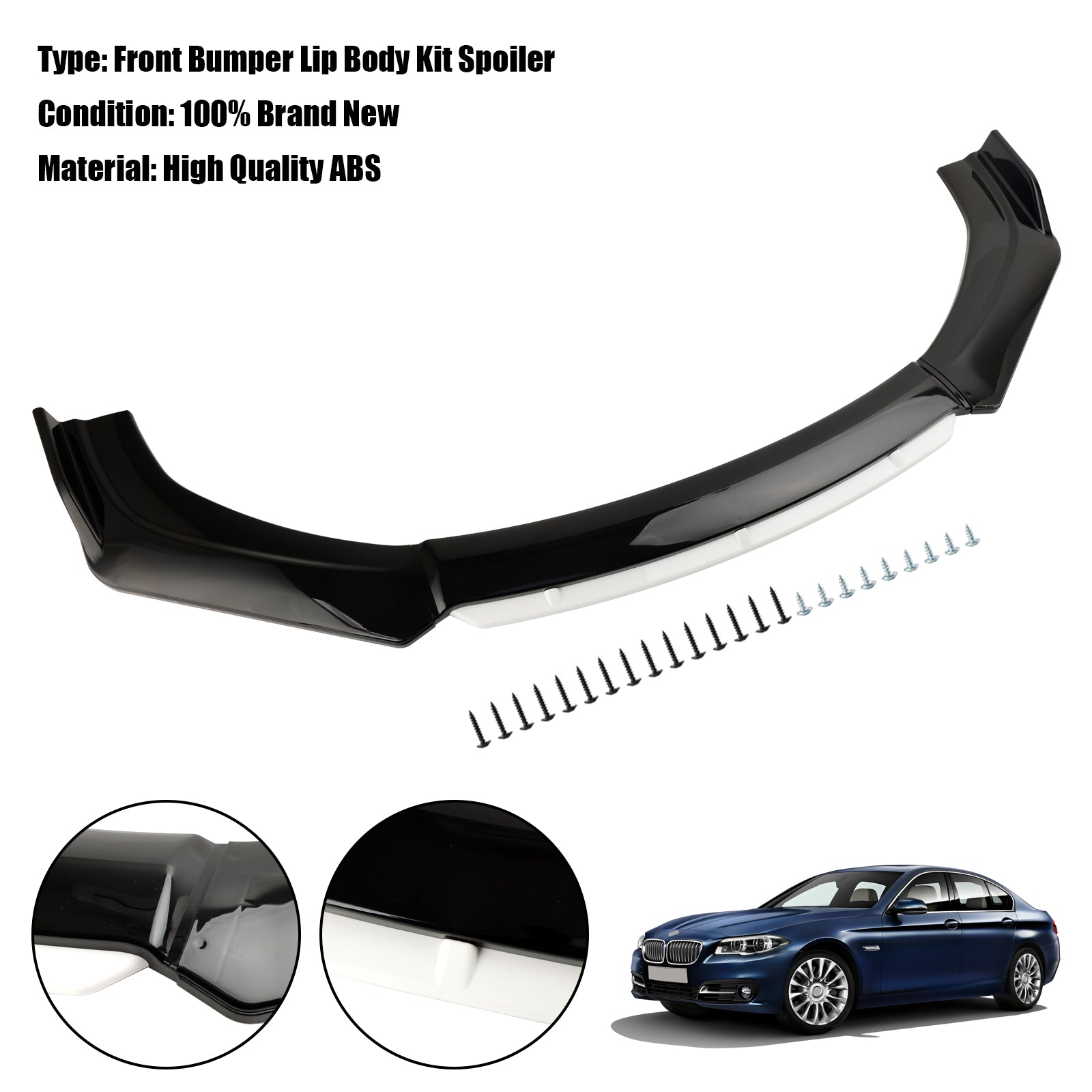 Universele auto voorbumper lip bodykit splitter diffuser beschermer zwart wit