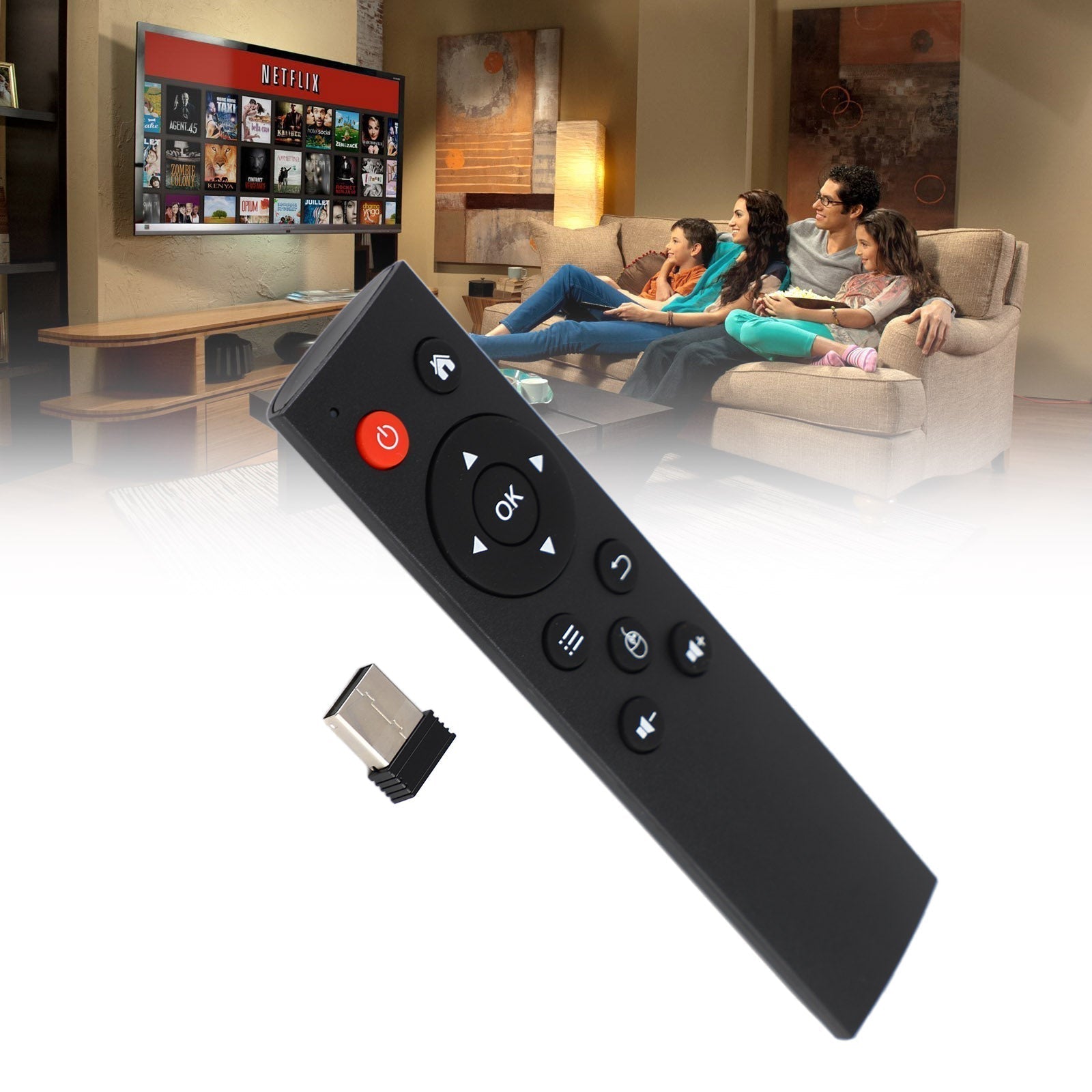 2.4G USB Mini draadloze toetsenbordafstandsbediening voor HTPC Smart TV Box