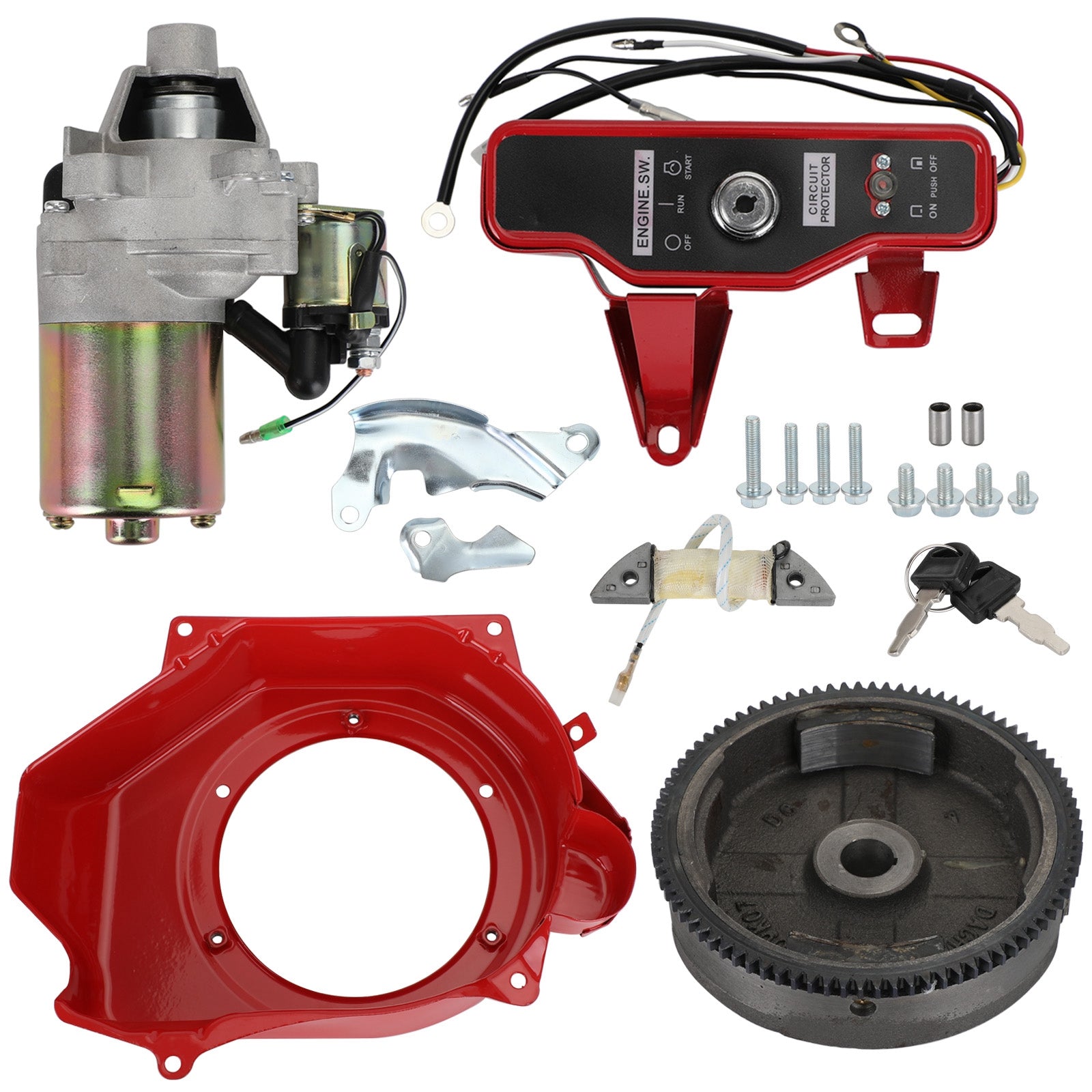 Electric Start Kit Starter Ignition Fan Cover Fit HONDA GX160 5.5HP GX200 6.5HP Flywheel Kit