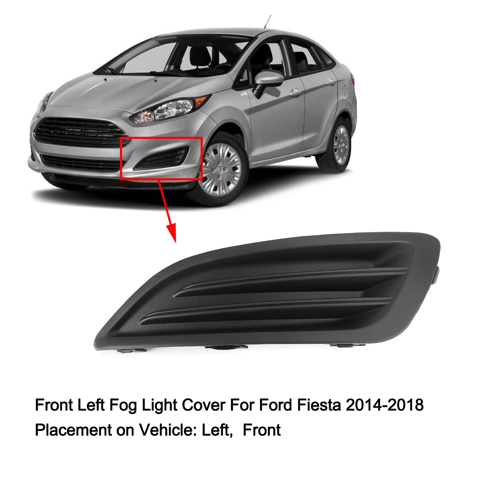 Linksvoor Bumper Mistlamp Cover Trim Voor Ford Fiesta 1.0 1.6 2014-2018 Generiek