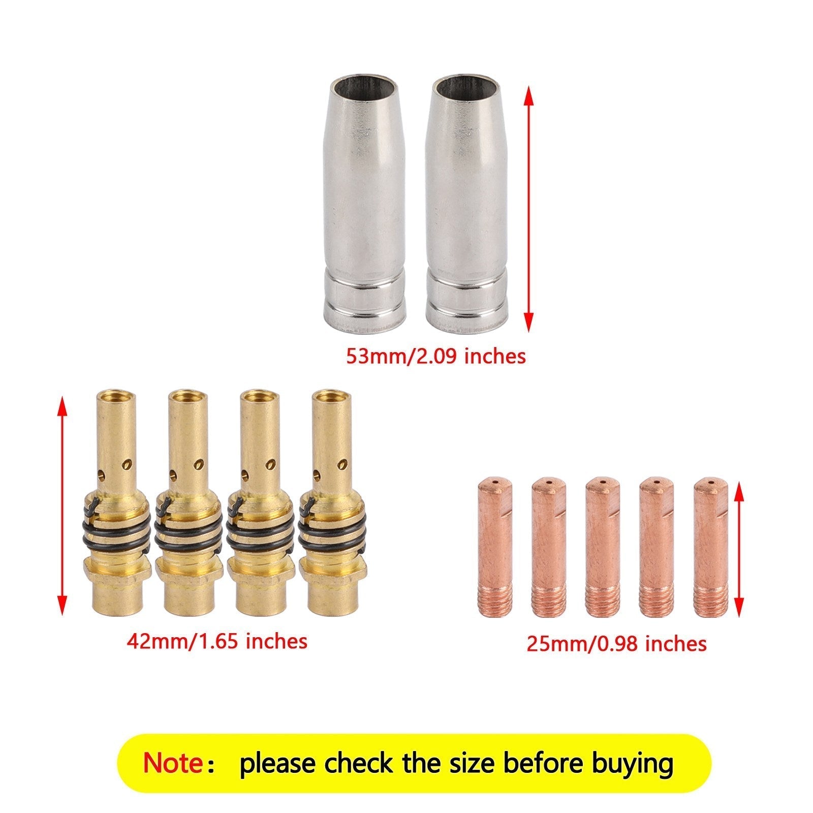 11pcs MB15 15AK 15 AK Tip 0.8mm 0.03" Nozzle Holder MIG-200 MIG Gun