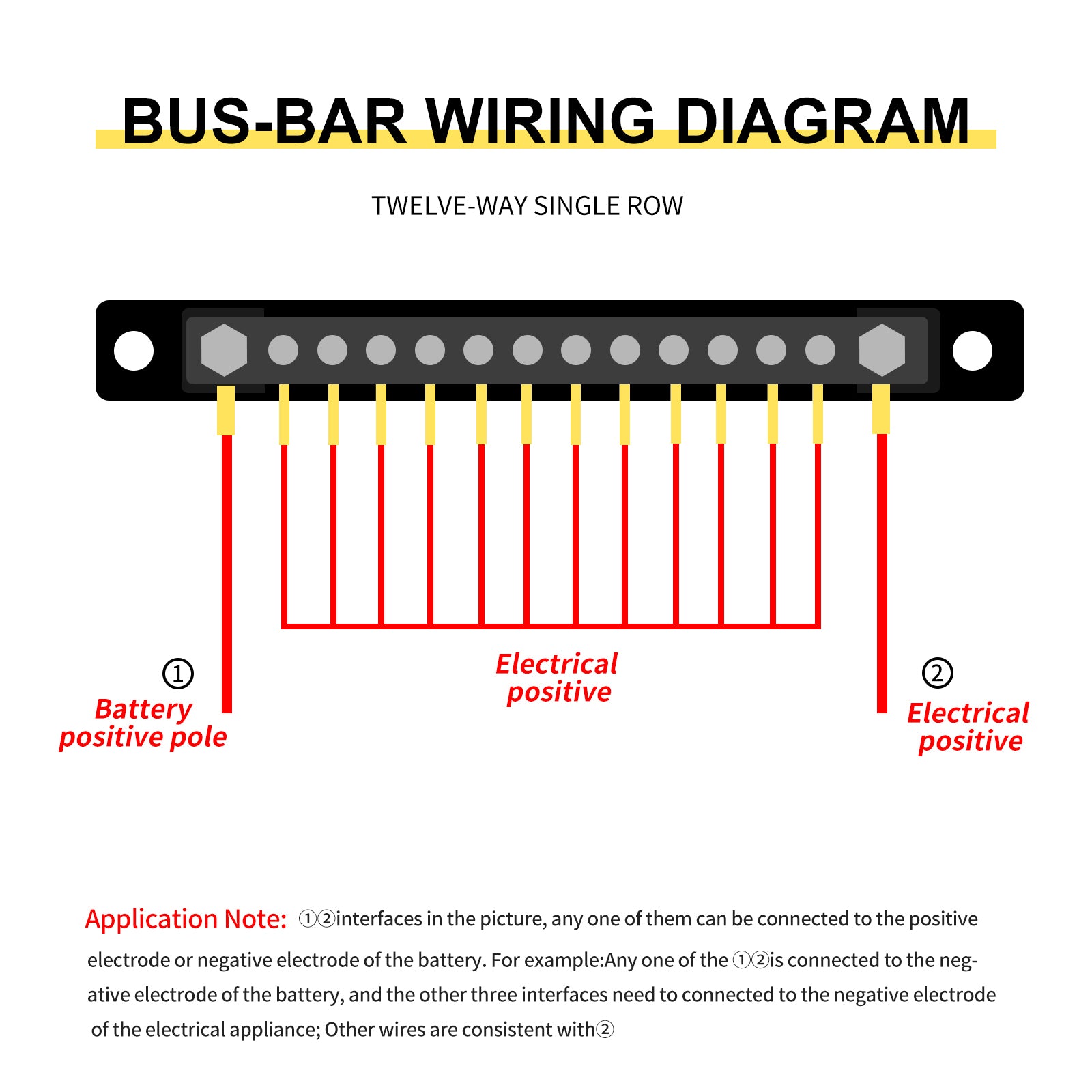 2/4/6/12 Way Dual-row Car Bus Bar Block with Dust Cover Distribution Terminal