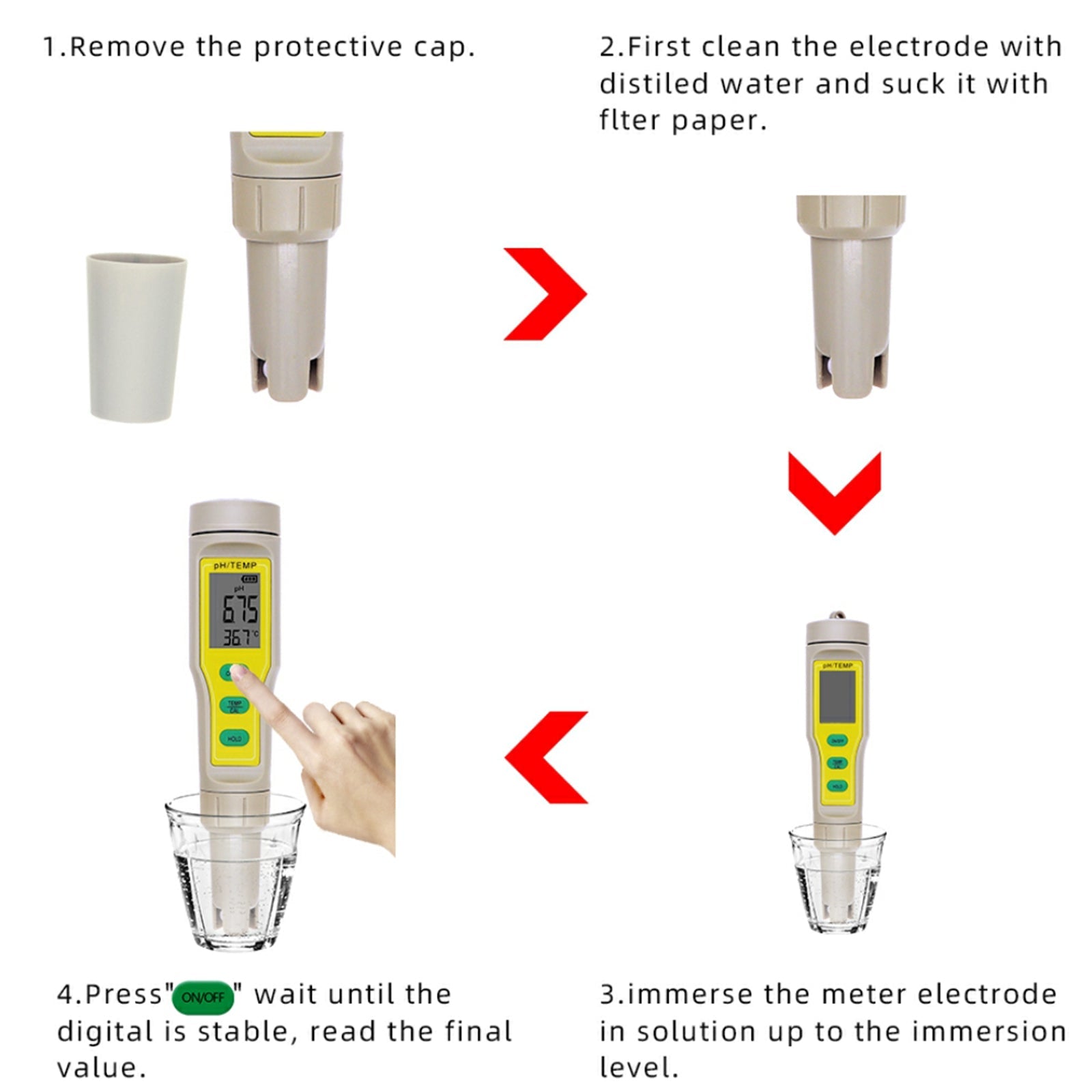 Stylo numérique de testeur de température de PH, pour Aquarium, piscine, vin, eau, laboratoire alimentaire