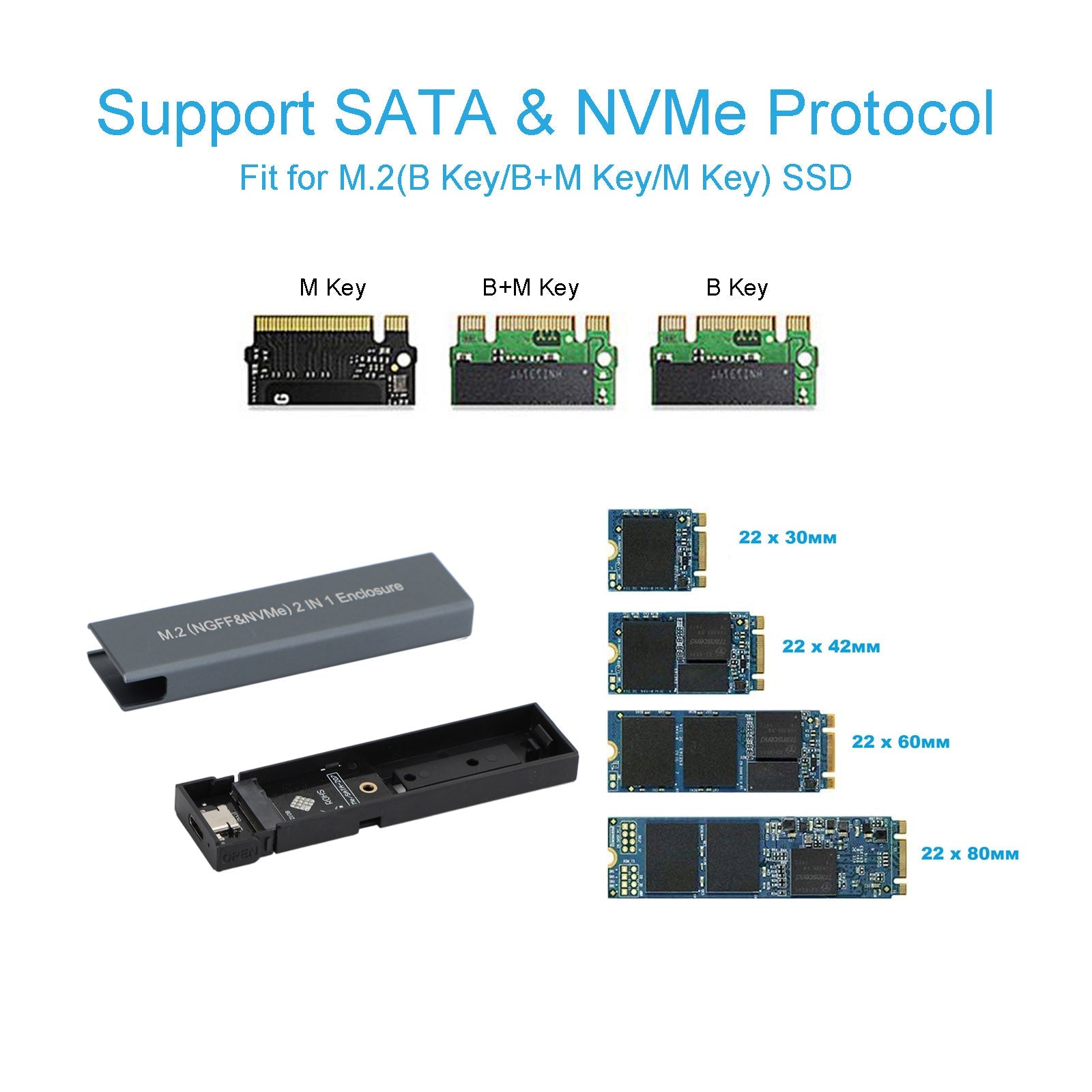 M.2 NVME SSD naar USB 3.1 behuizing harde schijf behuizing dubbel protocol M2 NVMe Box