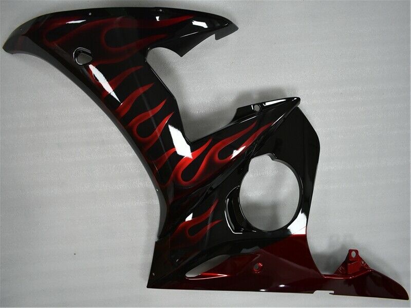 2003-2004 Yamaha YZF R6 Amotopart Fairing Black&Red Flame Kit