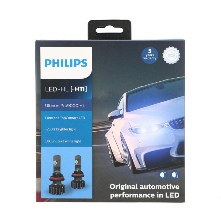 For Philips H1/H3/H7/H11/HB3/4/HIR2 Pro9000 LED Headlight Bulbs +250% 5800K Generic