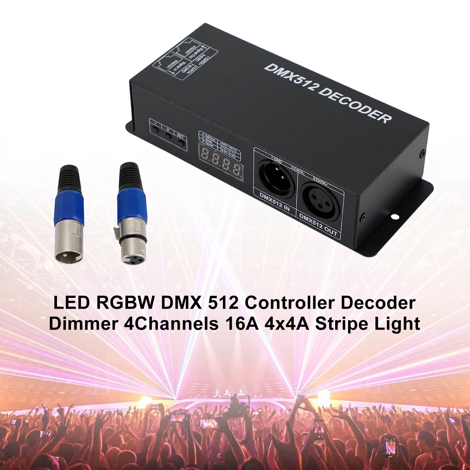 LED RGBW DMX 512 contrôleur décodeur variateur 4 canaux 16A 4x4A lumière à rayures