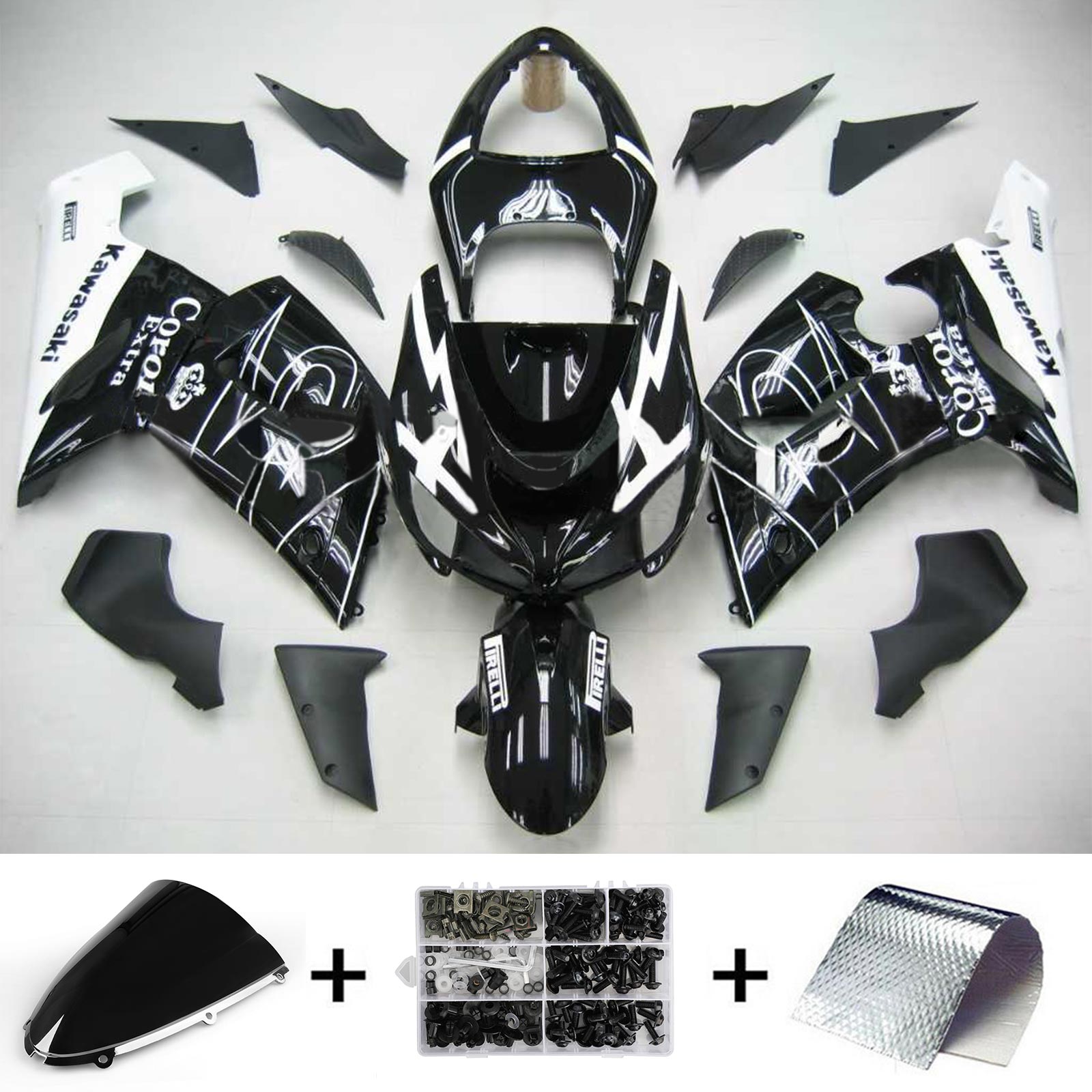 2005-2006 Kawasaki ZX6R 636 Amotopart Kit de carénage d'injection carrosserie plastique ABS #106