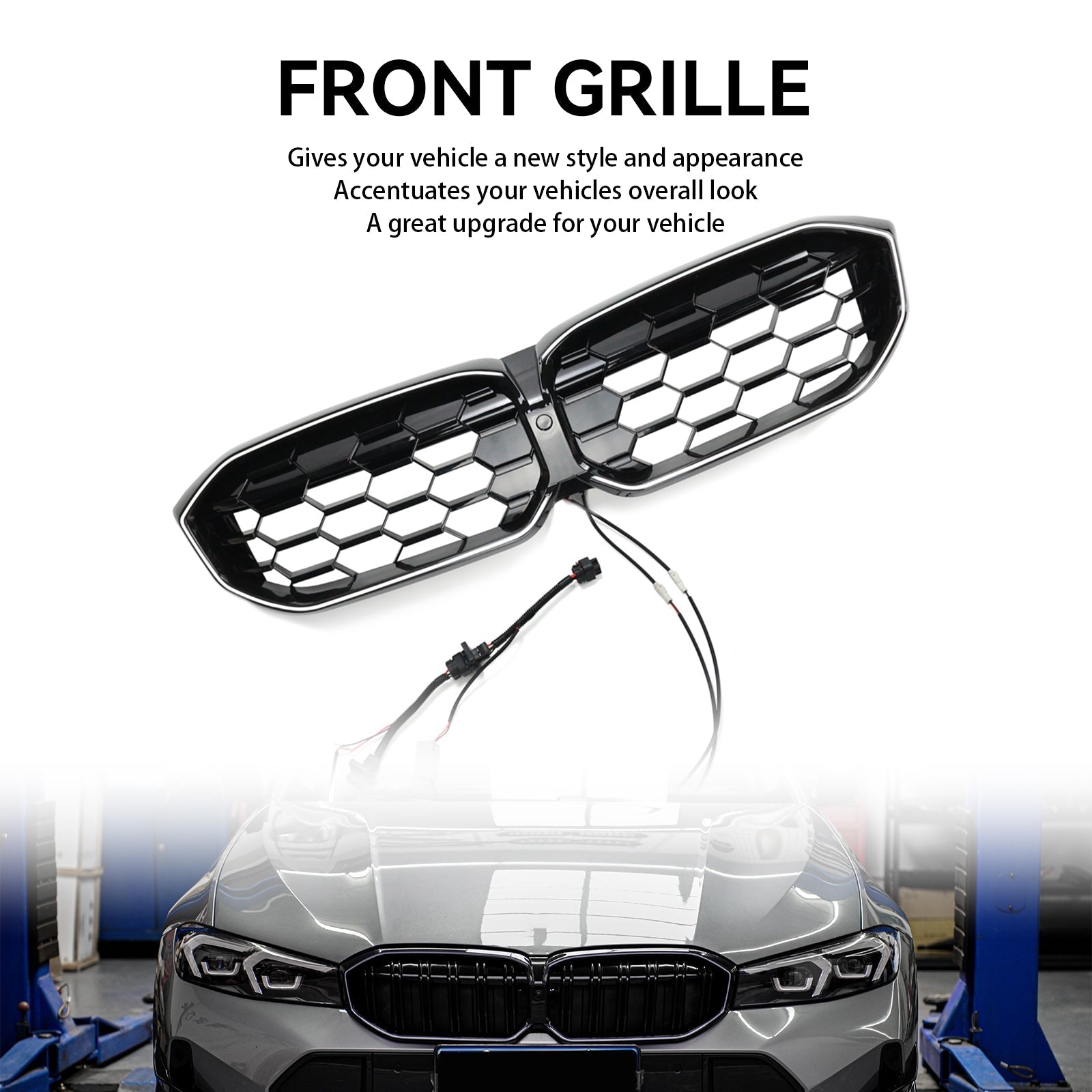 Maille de calandre avant noire brillante diamant pour BMW Série 3 G20 G28 2023-2024