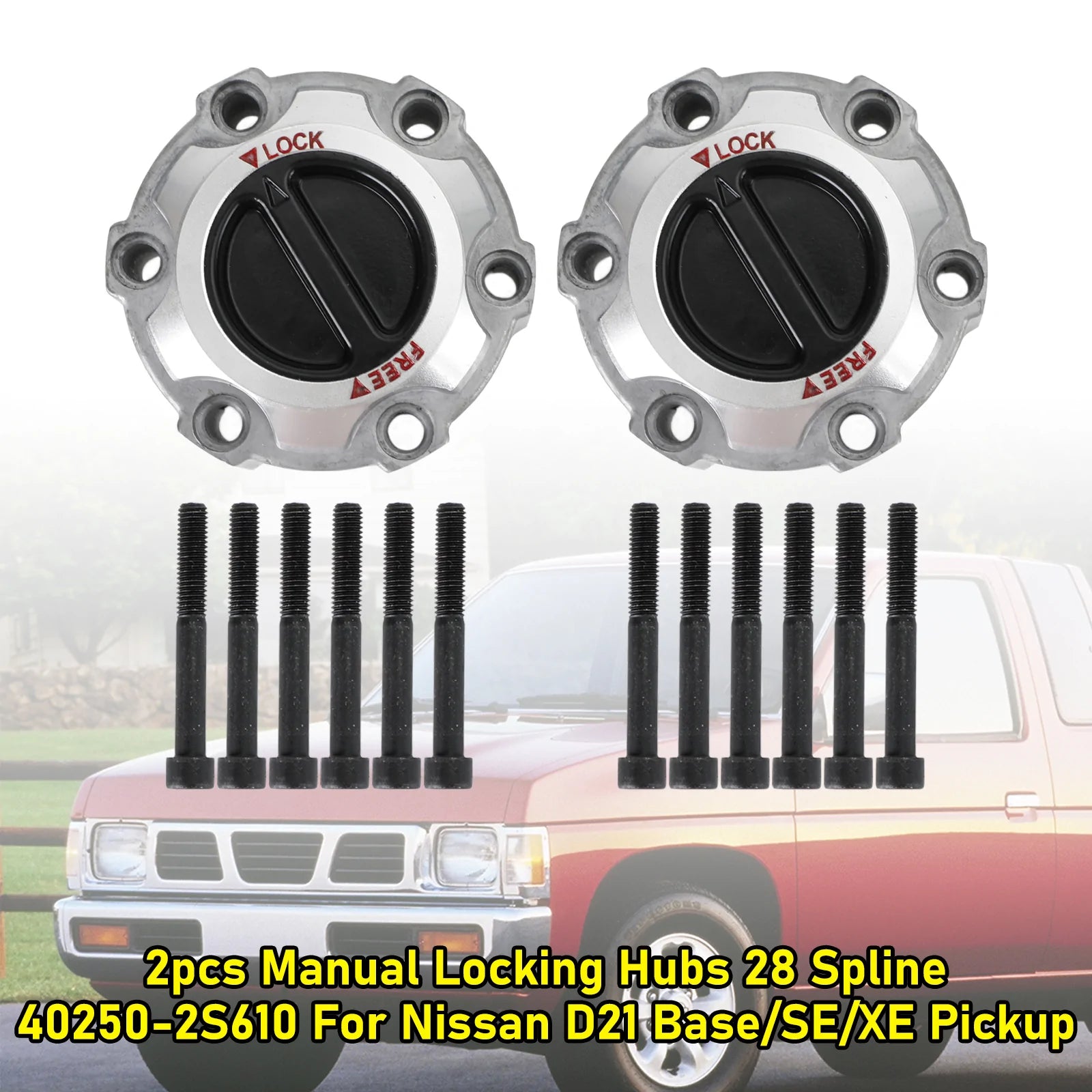 2pcs 1996-1997 Nissan Pickup SE XE Extended Standard Cab Pickup 2-Door 2.4L Manual Locking Hubs 28 Spline 40250-2S610