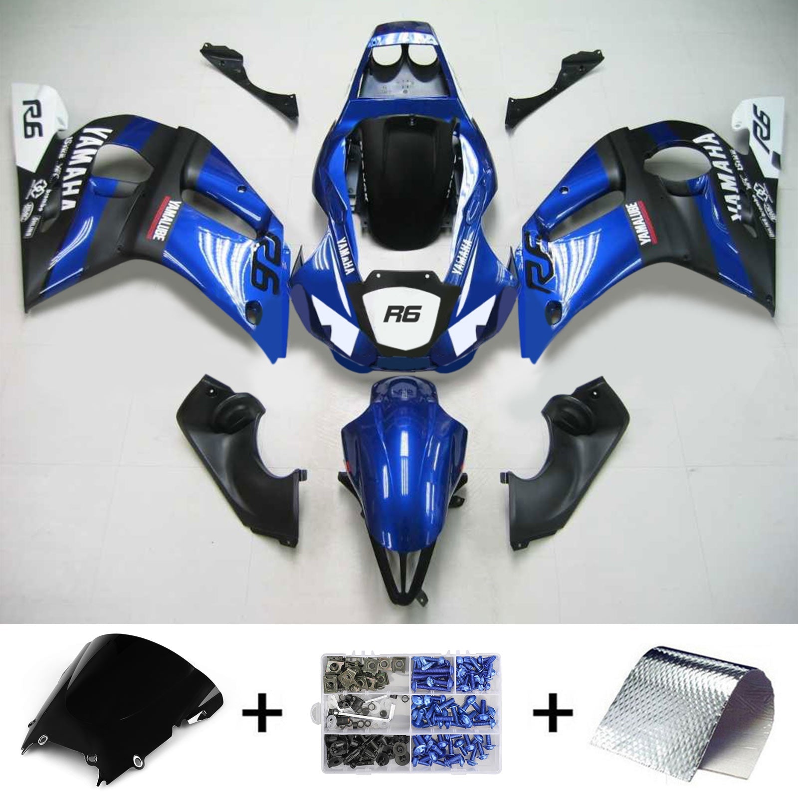 1998-2002 Yamaha YZF 600 R6 Kit de carénage d'injection carrosserie plastique ABS #123