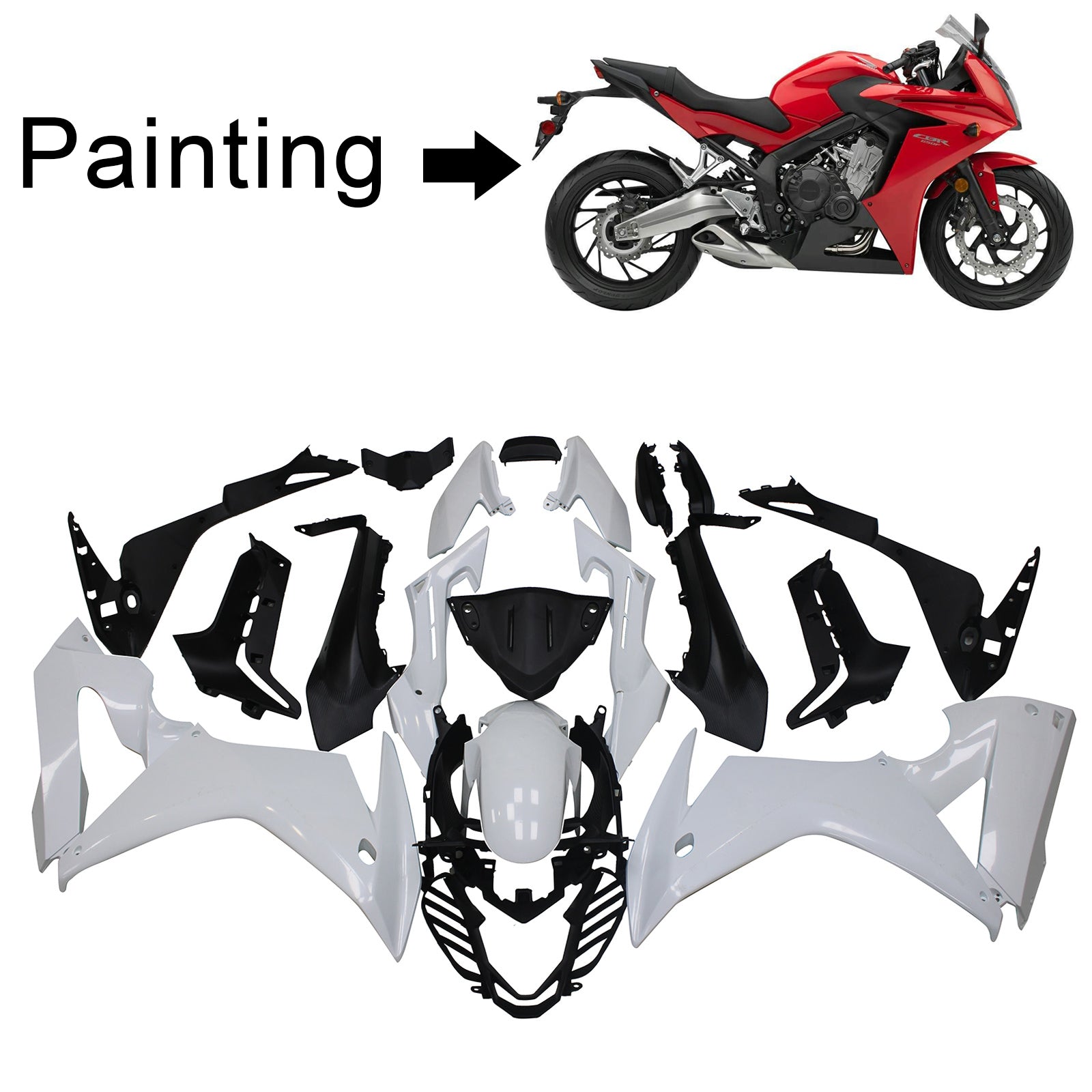 2014-2019 Honda CBR650F Kit de carénage d'injection Amotopart carrosserie plastique ABS #109