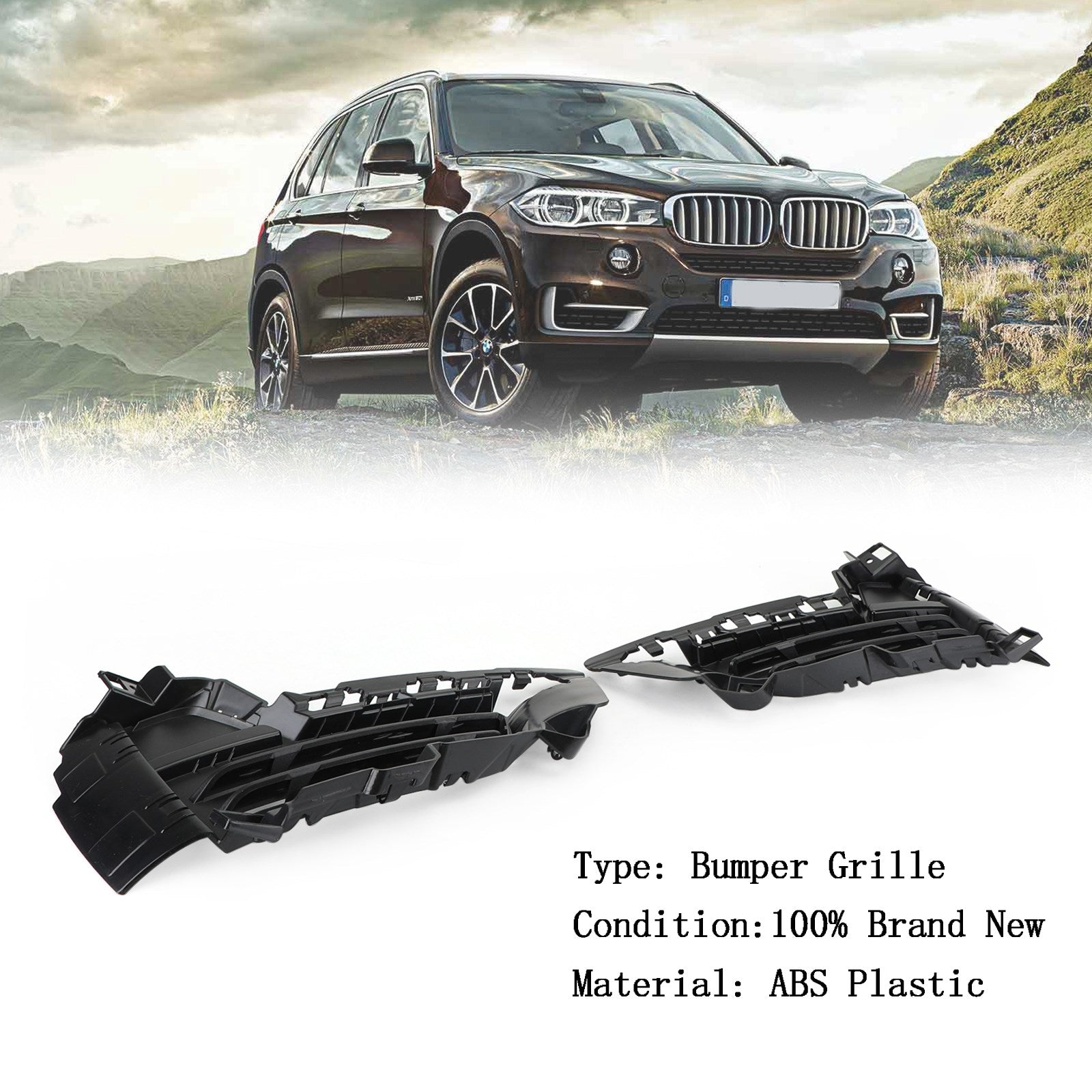 Voorbumper linksonder en rechts mesh grille grill geschikt voor BMW X5 F15 2014-2018