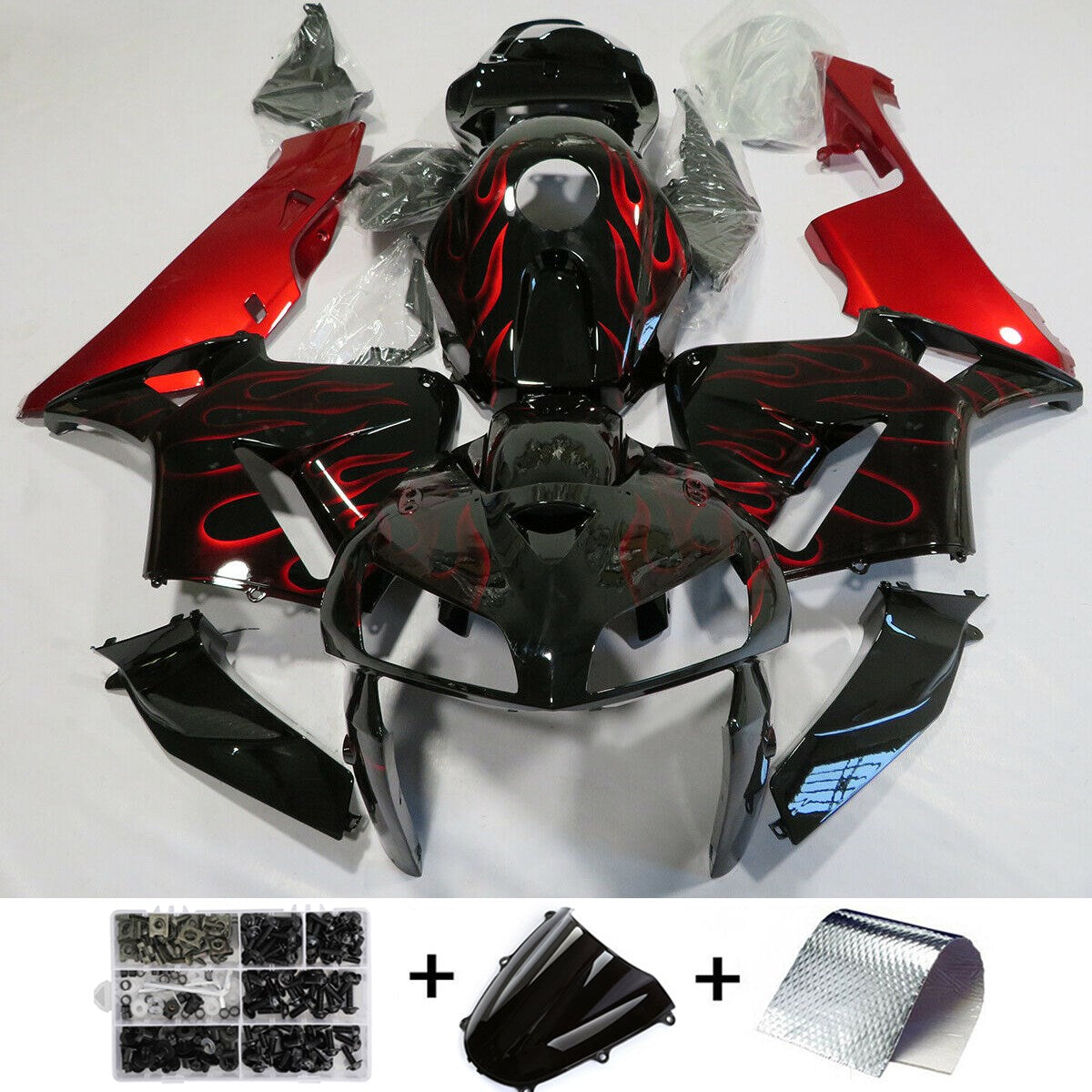 Kit de carénage rouge noir Honda CBR600RR 2005-2006