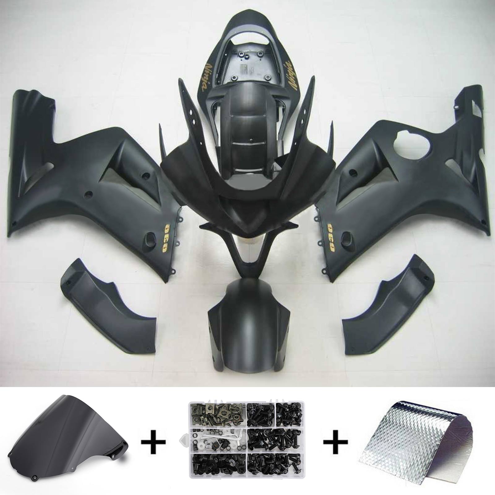 2003-2004 Kawasaki ZX6R 636 Amotopart Kit de carénage d'injection carrosserie plastique ABS #110