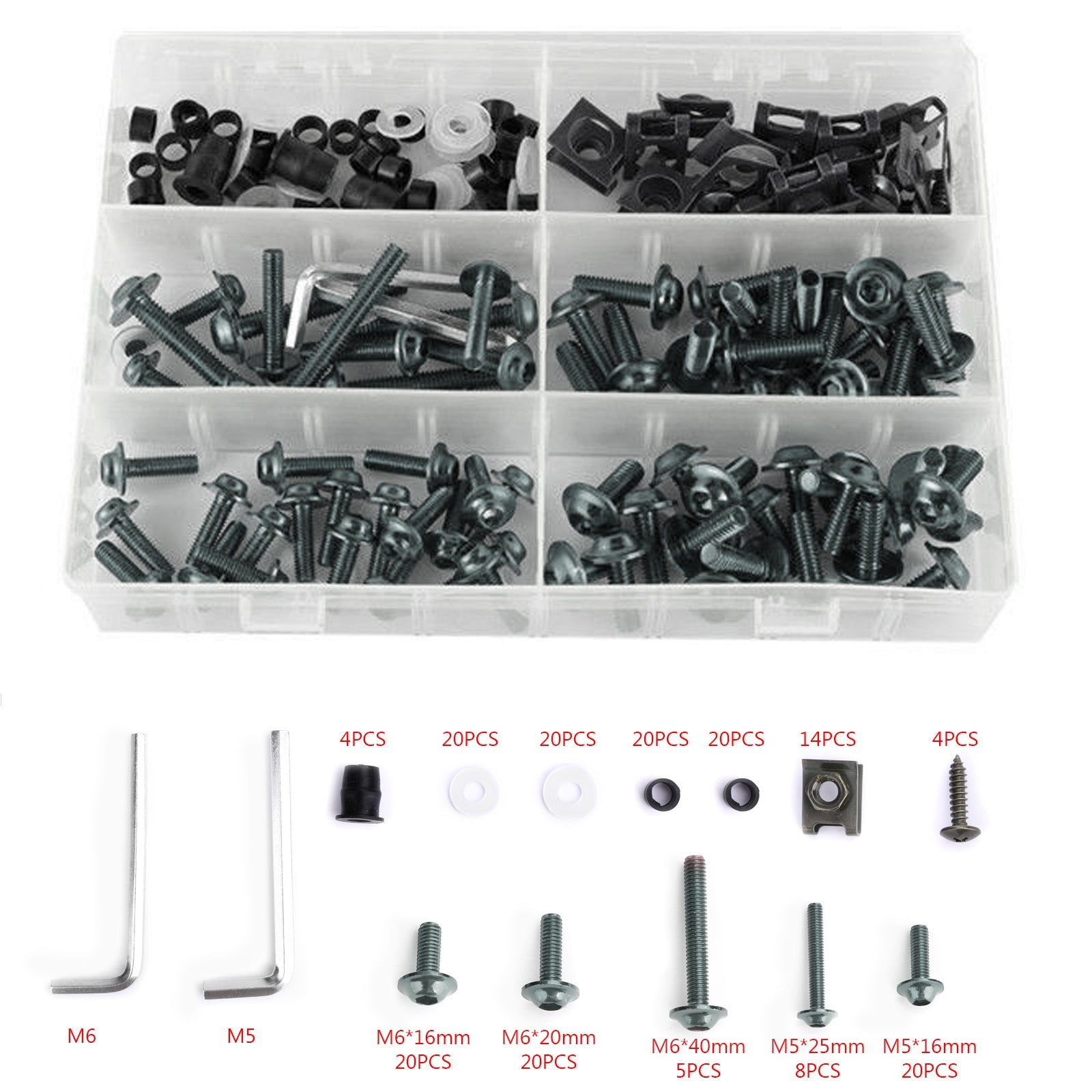 177PCS Sportbikes Motorcycle Fairing Bolts Kit M5/M6 Fastener Screws Titanium