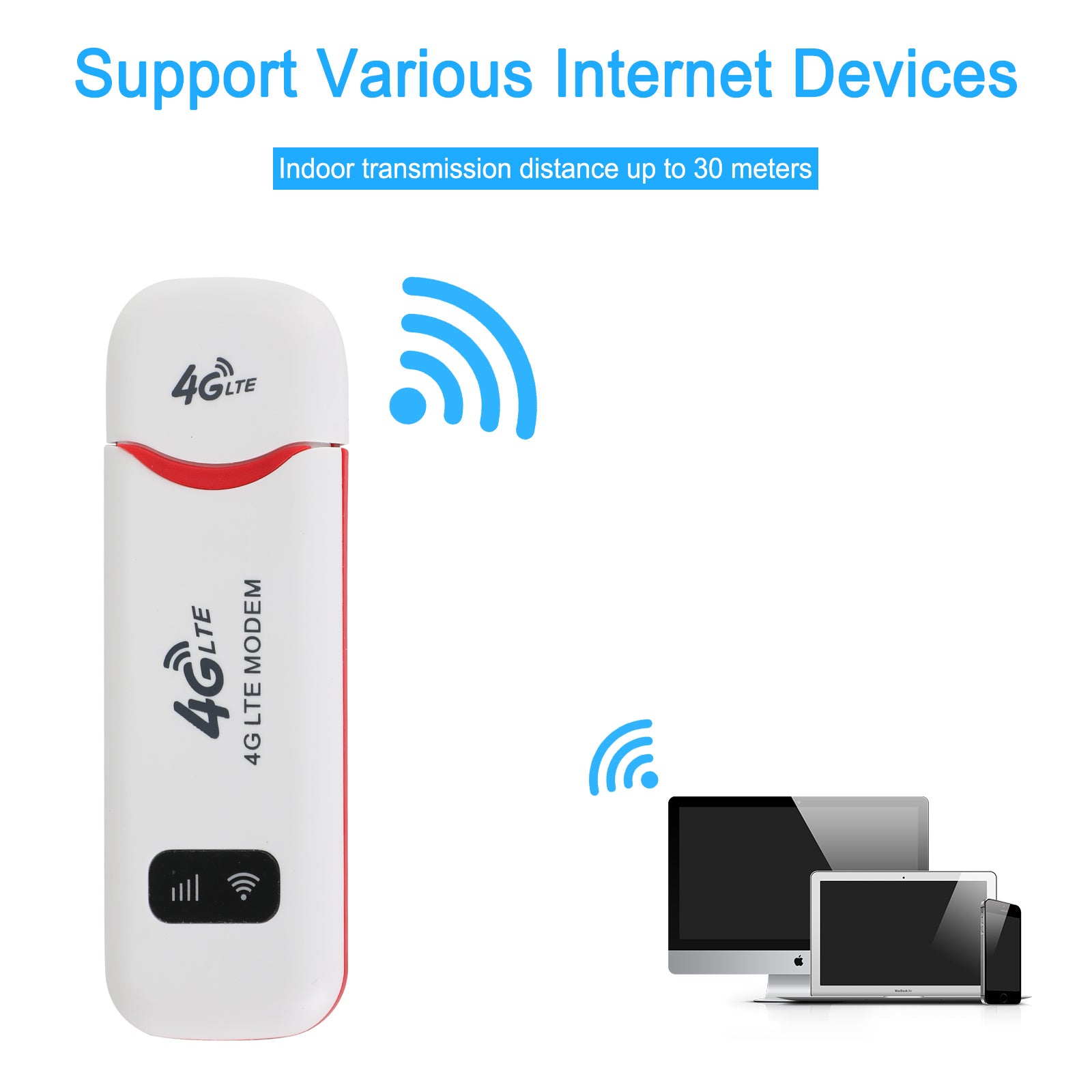 Routeur sans fil 4G LTE WiFi Modem haut débit mobile Dongle USB débloqué blanc