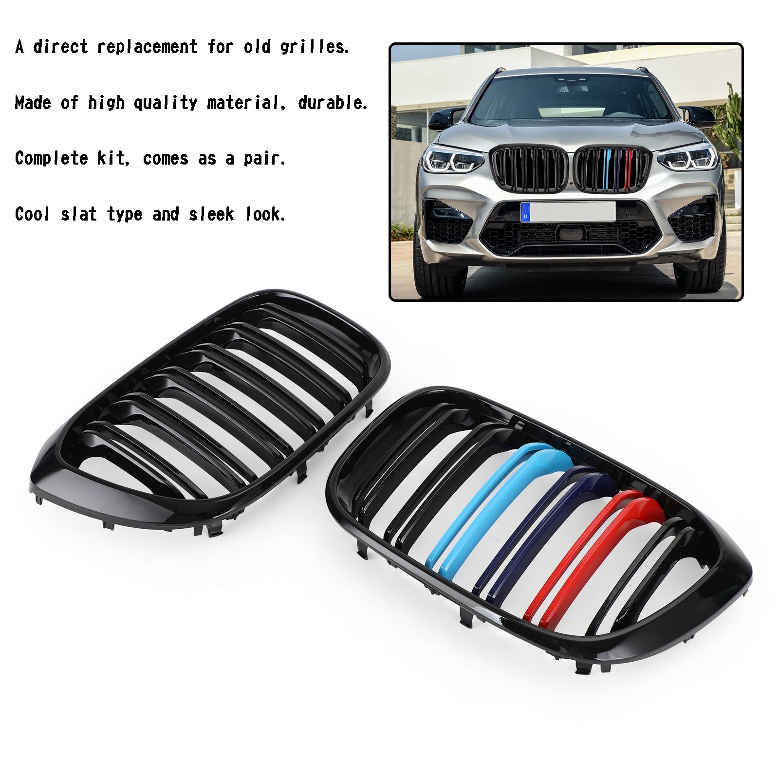 2018-2021 BMW X3 G01 X4 G02 Paire de grilles de calandre 51138469959 51138469960 51138091725 51138091726 générique