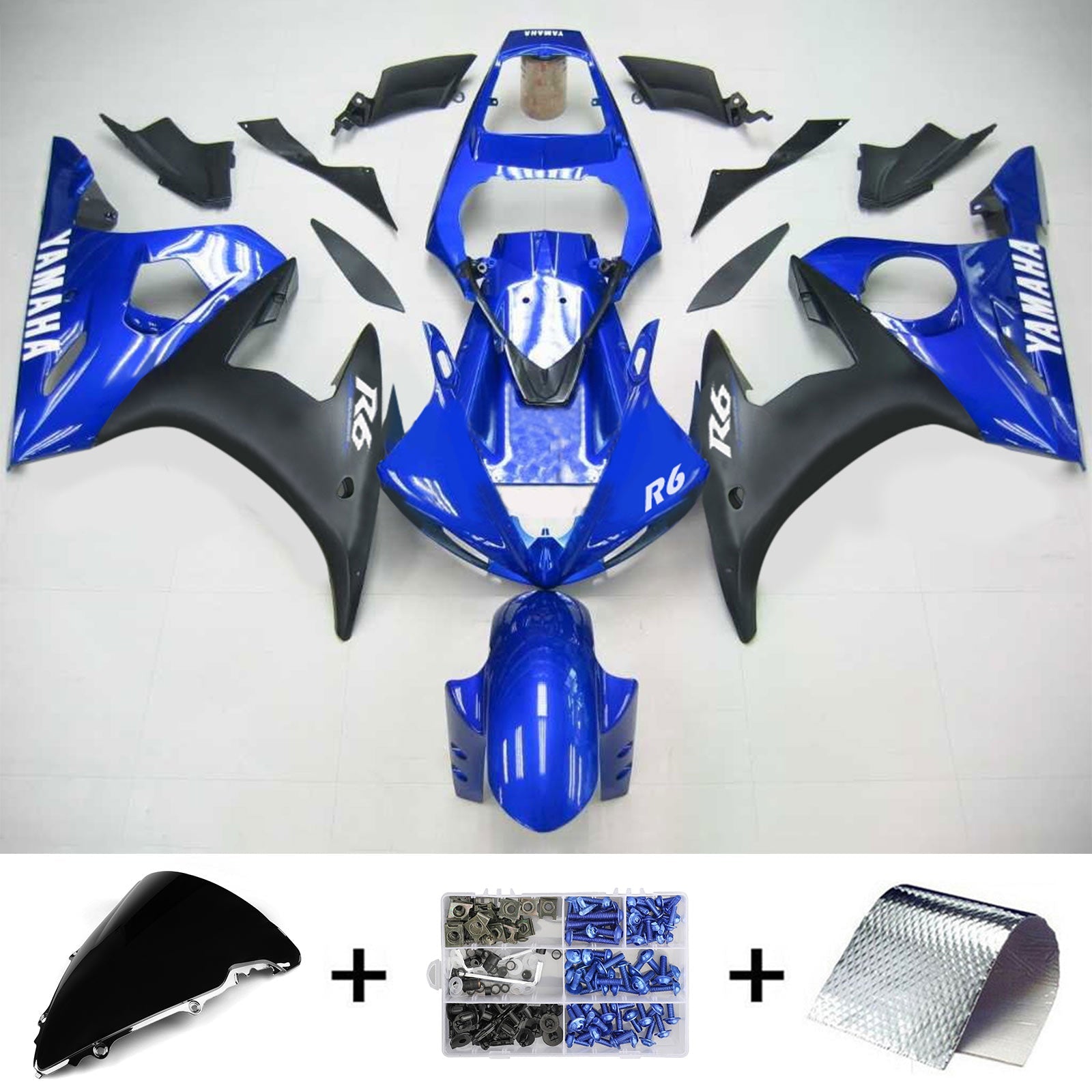 2005 Yamaha YZF 600 R6 Amotopart Kit de carénage d'injection carrosserie plastique ABS #110