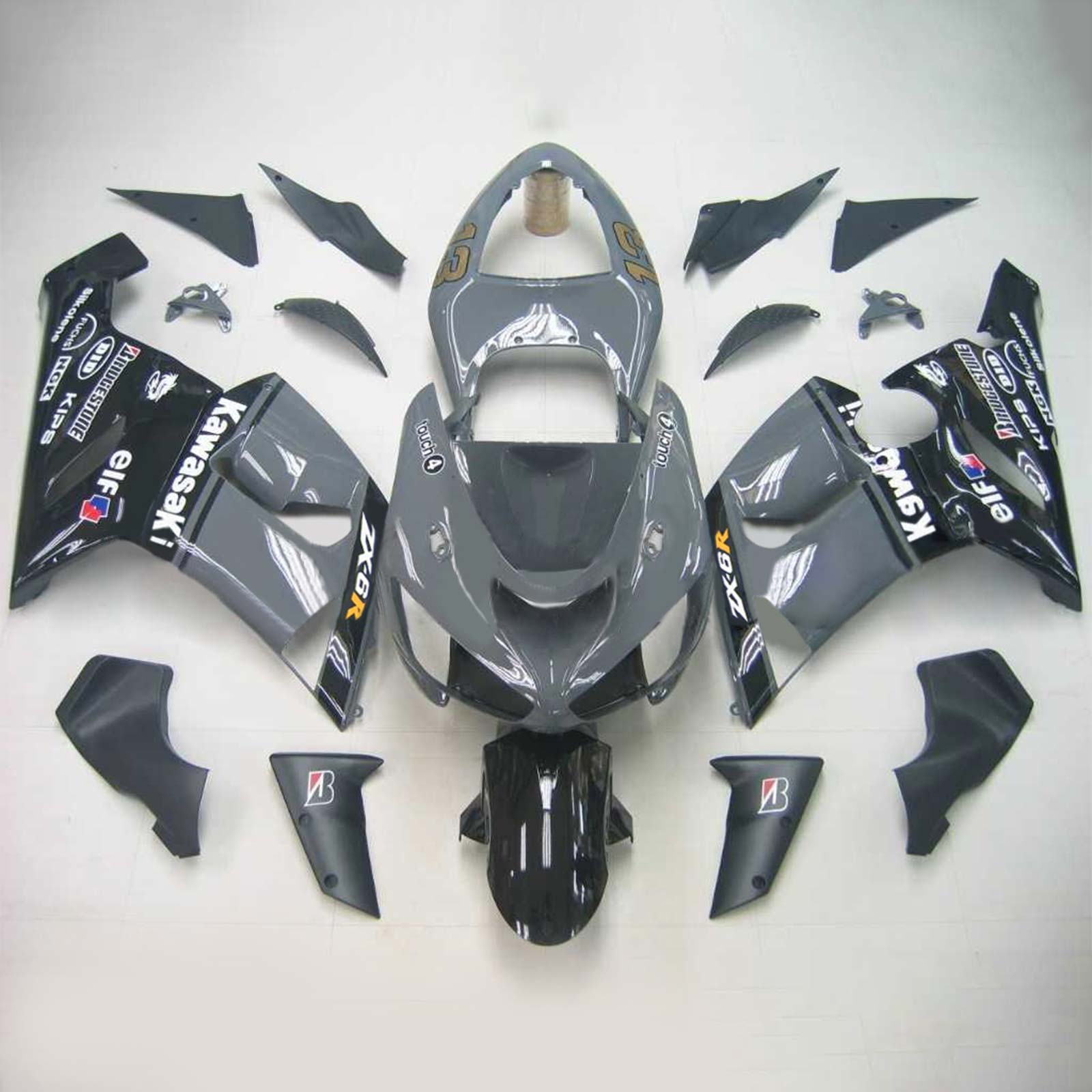 2005-2006 Kawasaki ZX6R 636 Amotopart Injeksjon Fairing Kit Bodywork Plastic ABS #133