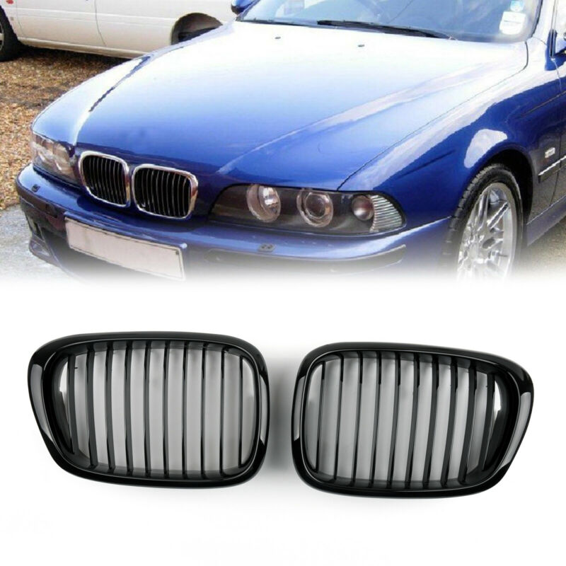 2001-2004 BMW 5-Series E39 Front Fence Grill Grille ABS Gloss Black/Matt Black Mesh Generic