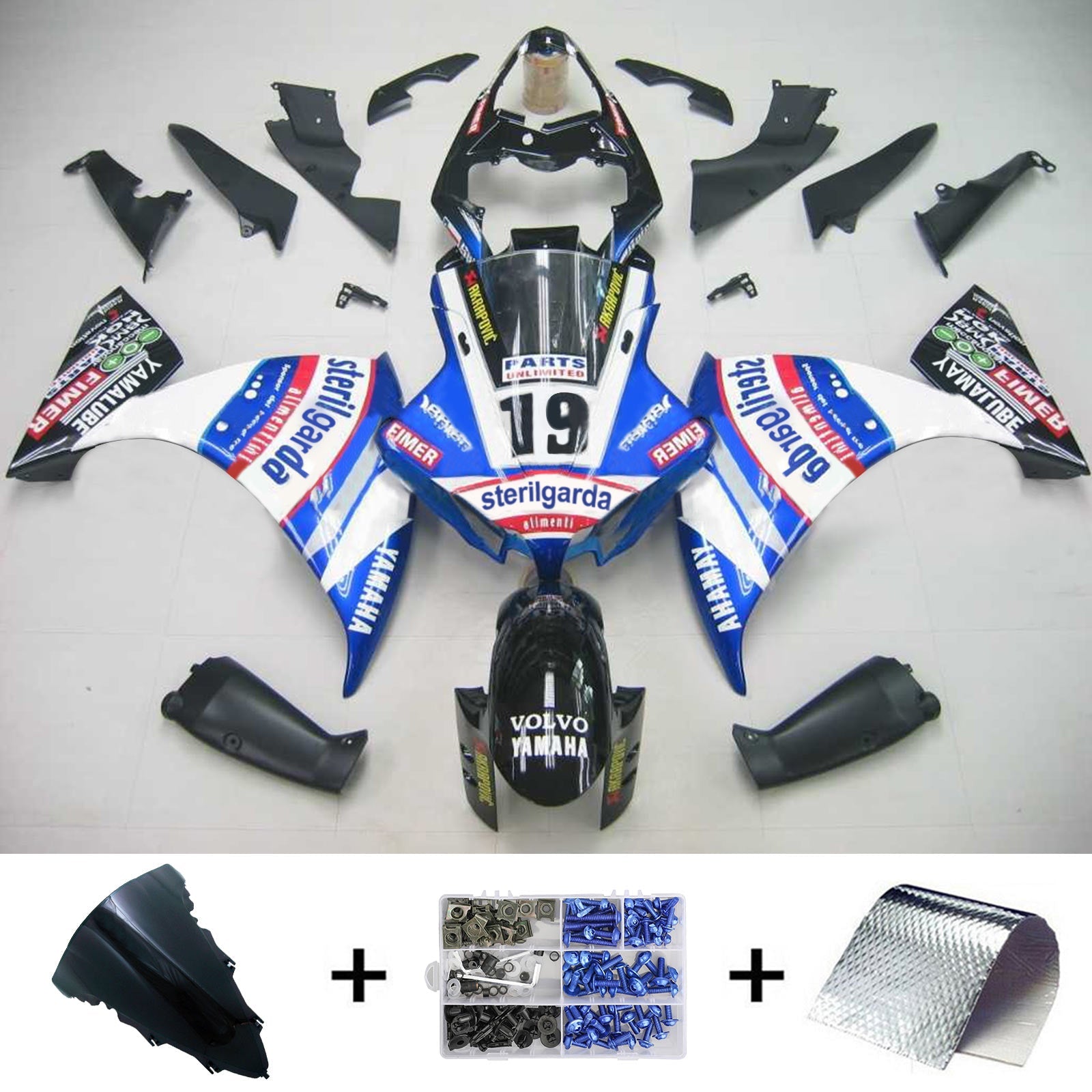 2012-2014 Yamaha YZF 1000 R1 Amotopart Injeksjon Fairing Kit Bodywork Plast Abs #108