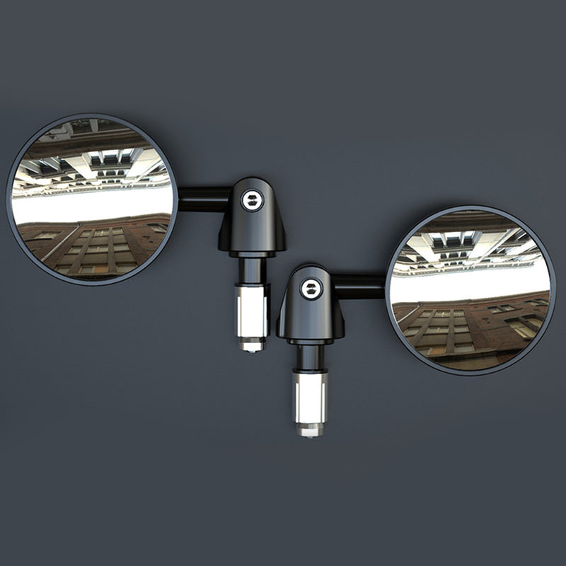Adjustable 22mm Bar End Mirrors Black 73mm CONVEX Mirror 16-18mm I.D Motorcycle