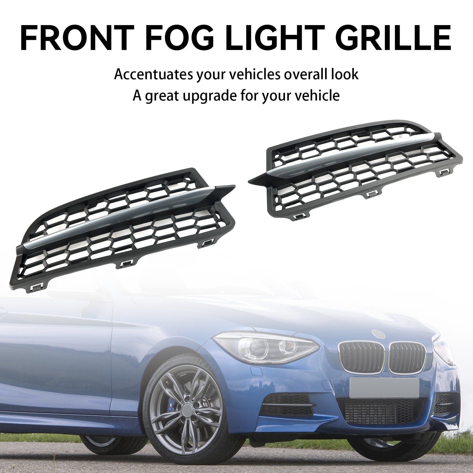 2PCS Front Bumper Fog Light Cover Bezel Grill Grille Fit BMW F20 F21 2011-2015 M