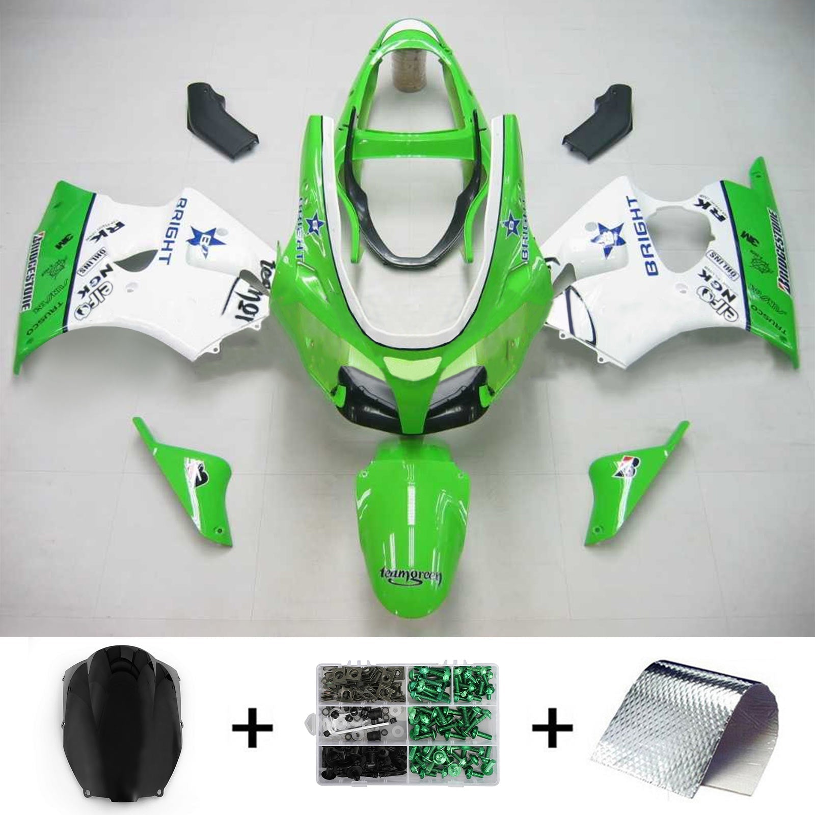 2000-2002 Kawasaki ZX6R 636 Kawasaki ZZR600 2005-2008 Amotopart Kit de carénage d'injection carrosserie plastique ABS #102