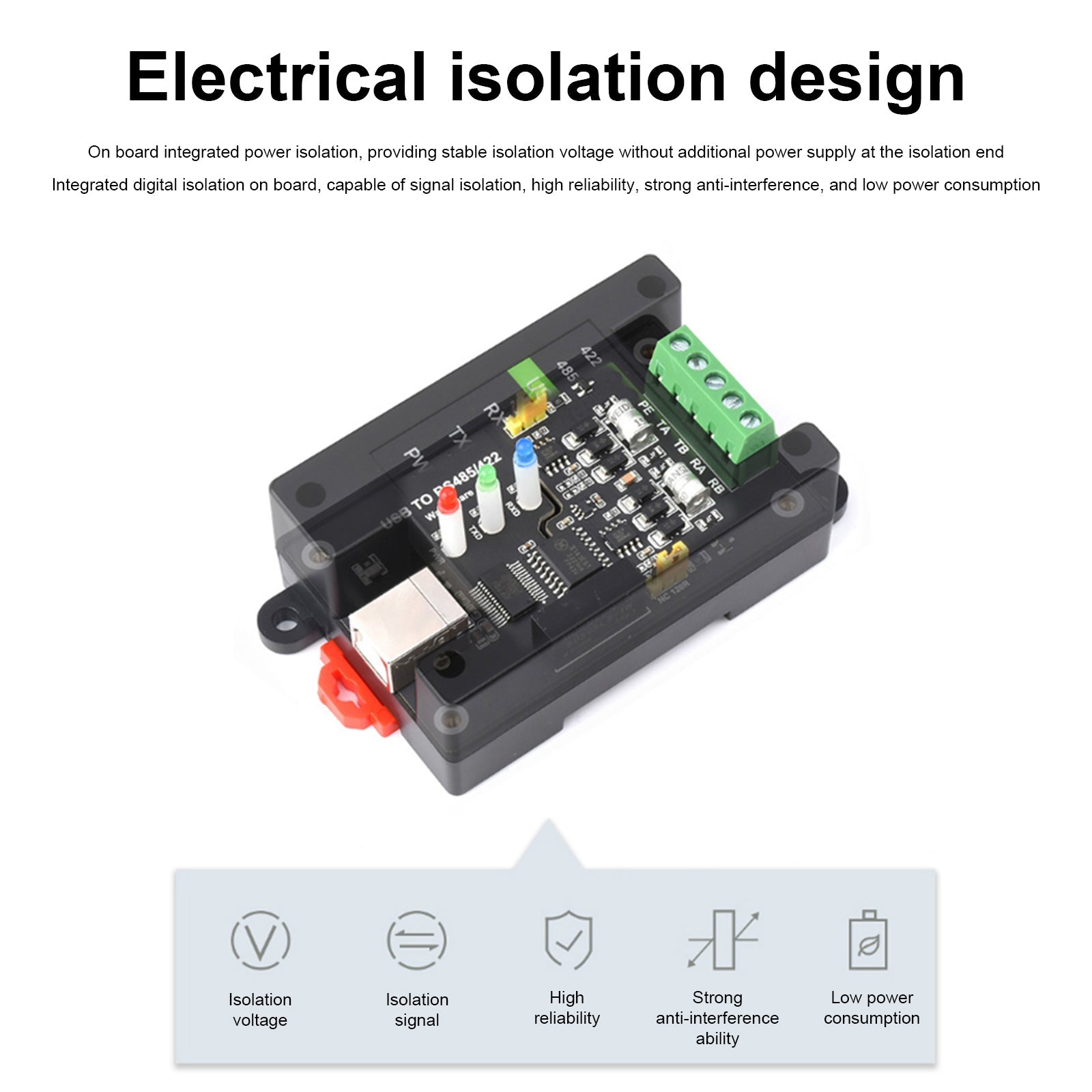 Industriële geïsoleerde converter USB naar RS485/RS422 multi-beschermingscircuits