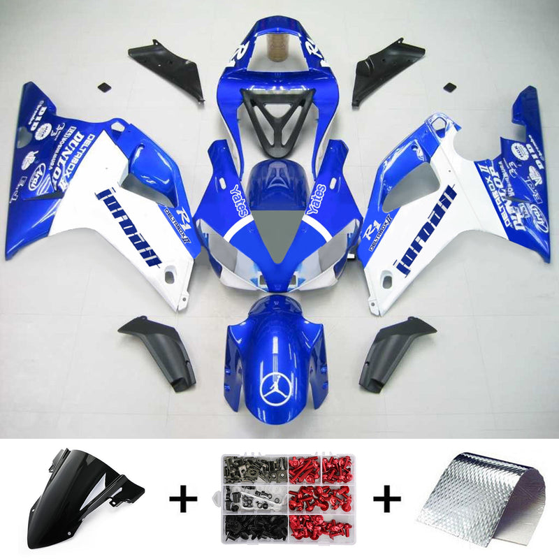 Amotopart Yamaha 2000-2001 YZF 1000 R1 Blue White Fairing Kit