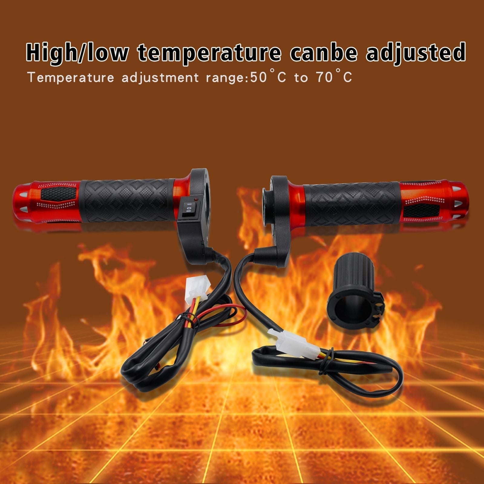 2X 7/8" 22Mm 12V Electric Heated Hand Grips Heating Handle Red For Motorcycle