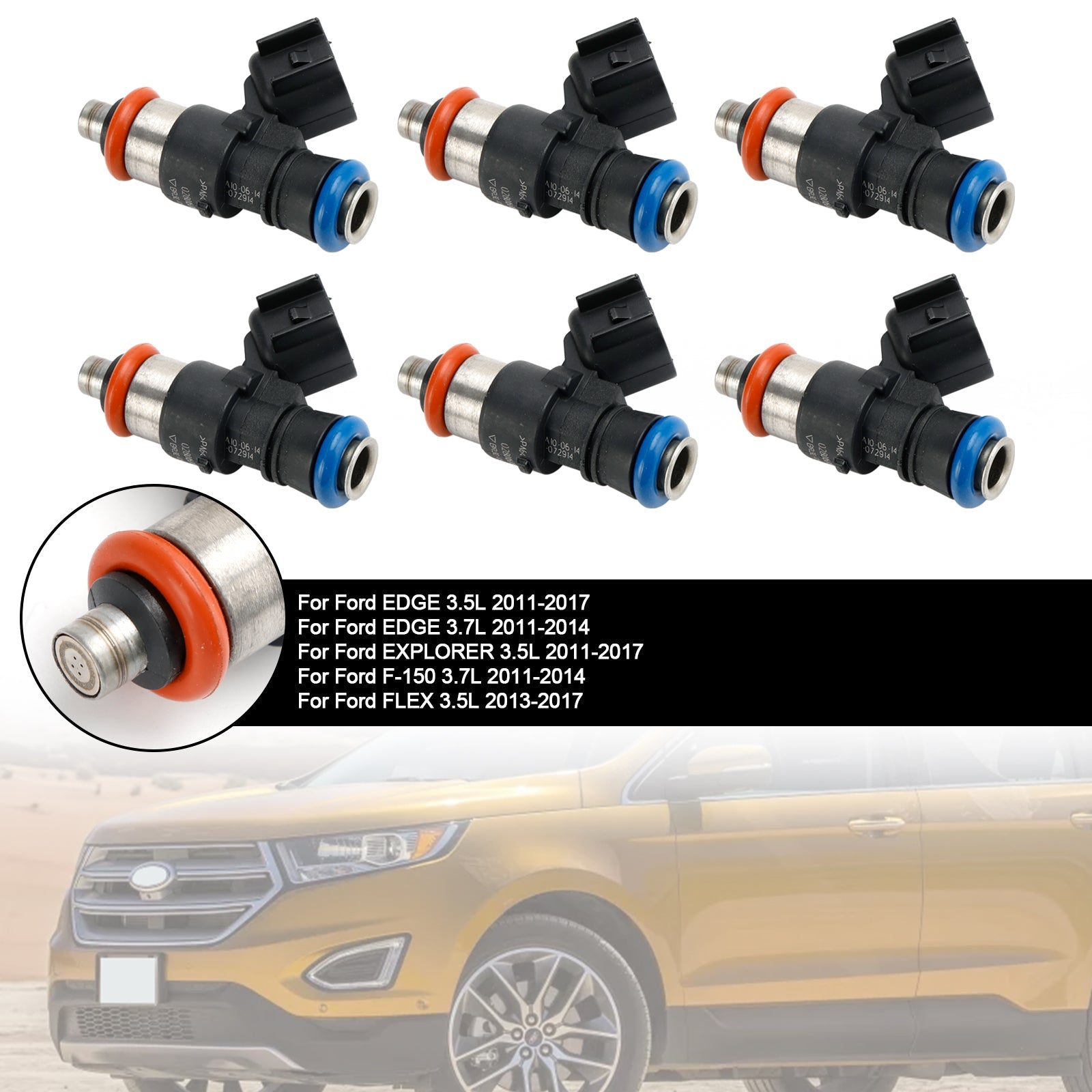 6PCS Fuel Injector 0280158191 Fit Ford Explorer Taurus Edge Flex 3.5L 2011-2017