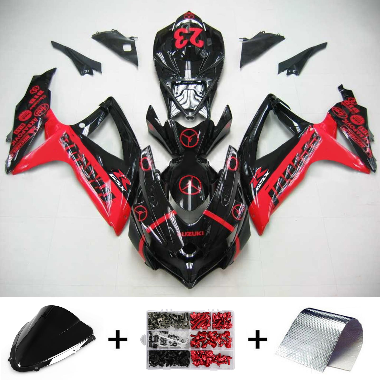 2008-2010 Suzuki GSXR 600/750 K8 Amotopart Kit de carénage d'injection carrosserie plastique ABS #111