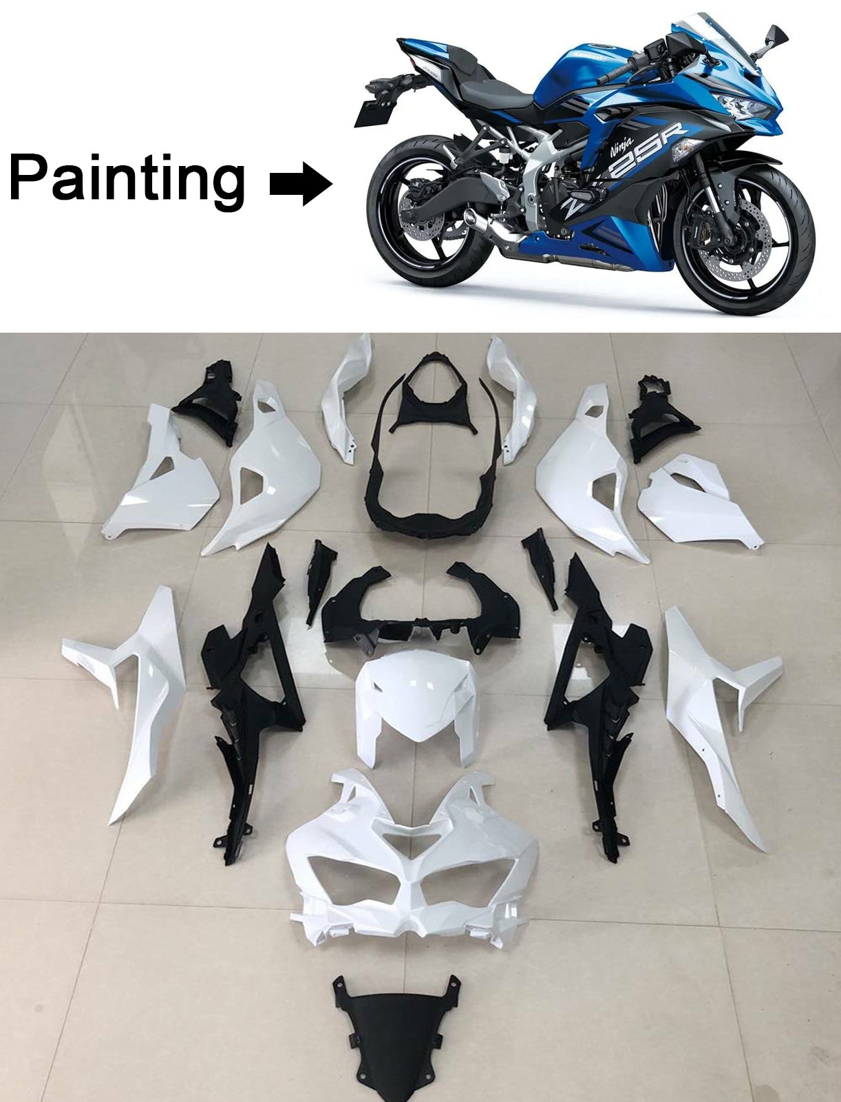 2020-2021 Kawasaki Ninja ZX-25R Kit de carénage d'injection Amotopart Carrosserie ABS #104