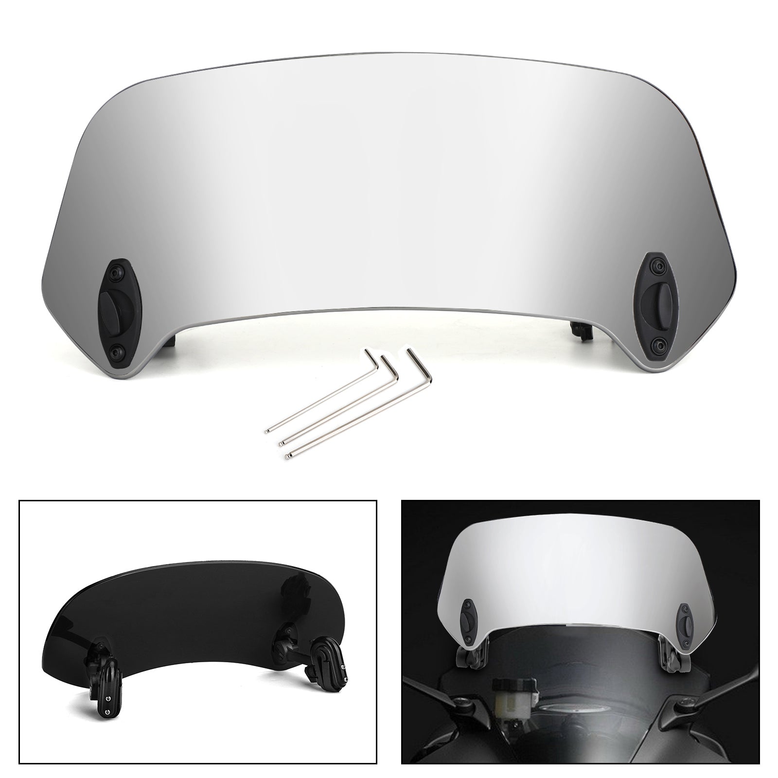 Motorcycle Adjustable Clip On Windshield Extension Spoiler Wind Deflector