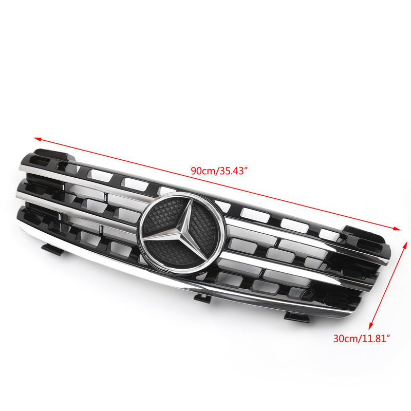 2005-2008 Benz W164 ML Class Black Front Grill with Chrome Fin Generic