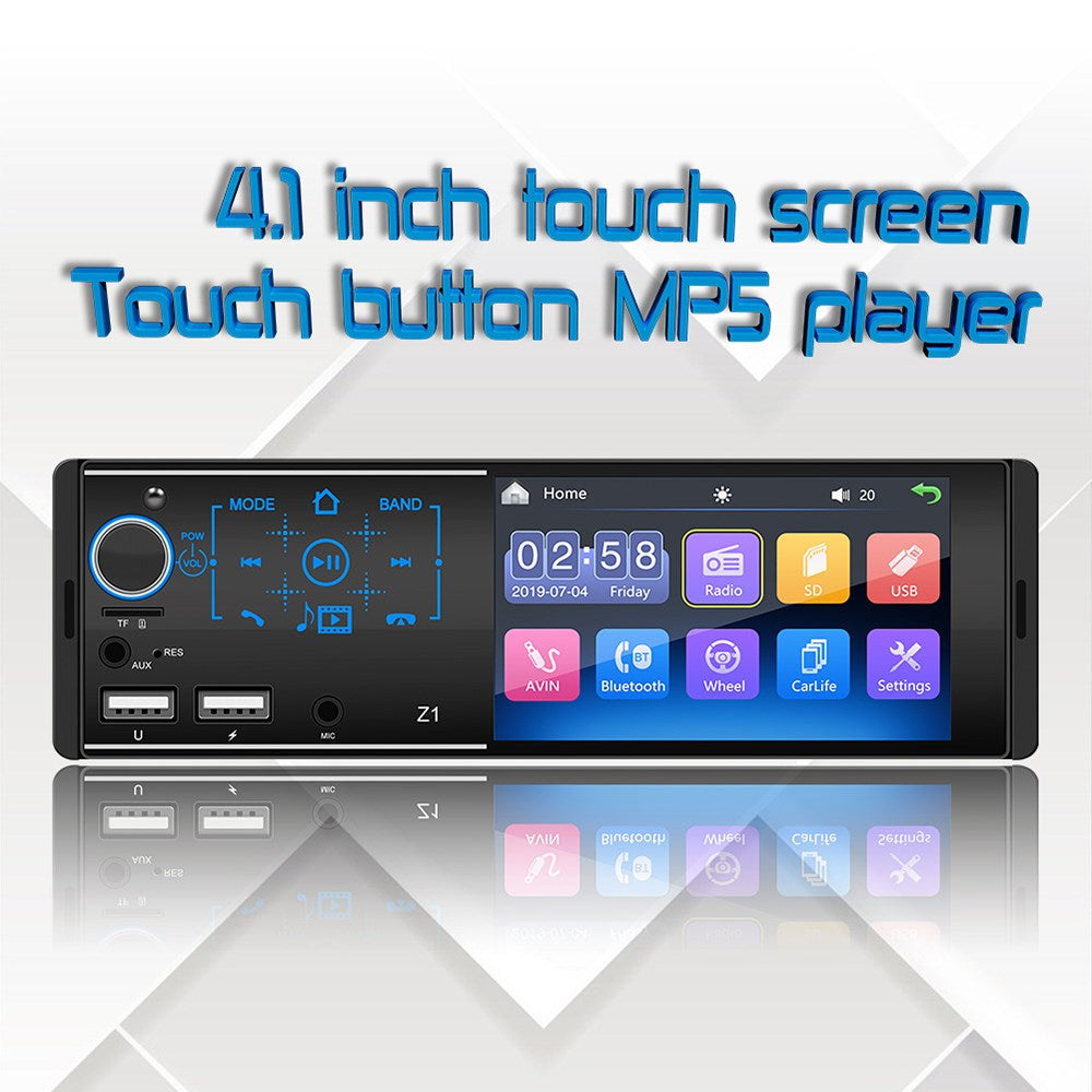 4.1" Single 1 Din Car Radio Touch Screen MP5 Player FM Bluetooth Stereo + Camera