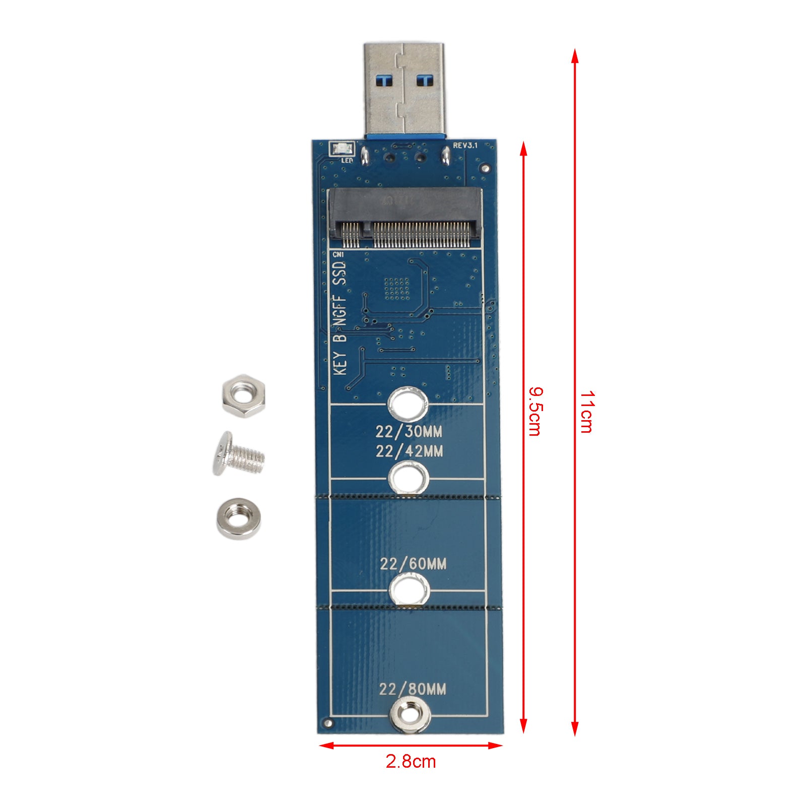 M.2 naar USB-adapter B-sleutel M.2 SATA Protocol SSD-adapter voor 2230 2242 2260 2280