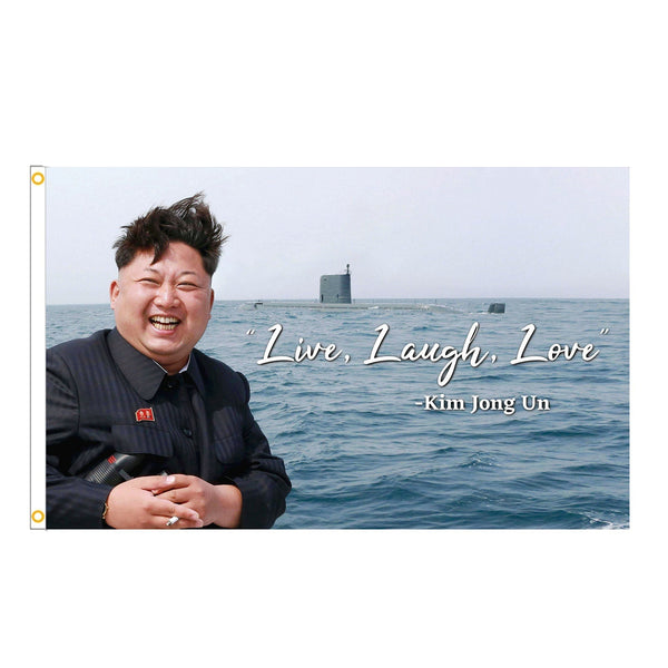 Kim Jong Un Live Laugh Love Bannière Drapeau 3x5FT Drapeau de jardin
